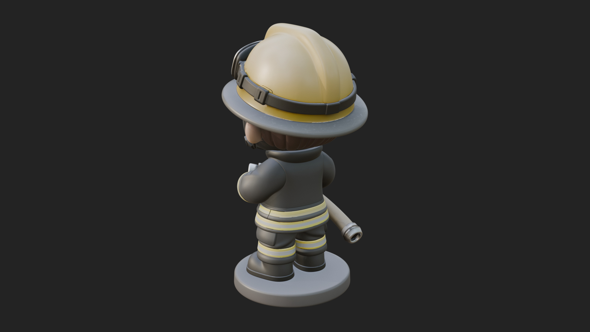 Chibi Firefighter with Hose Statue Design 1 3D Print Model 3D Model
