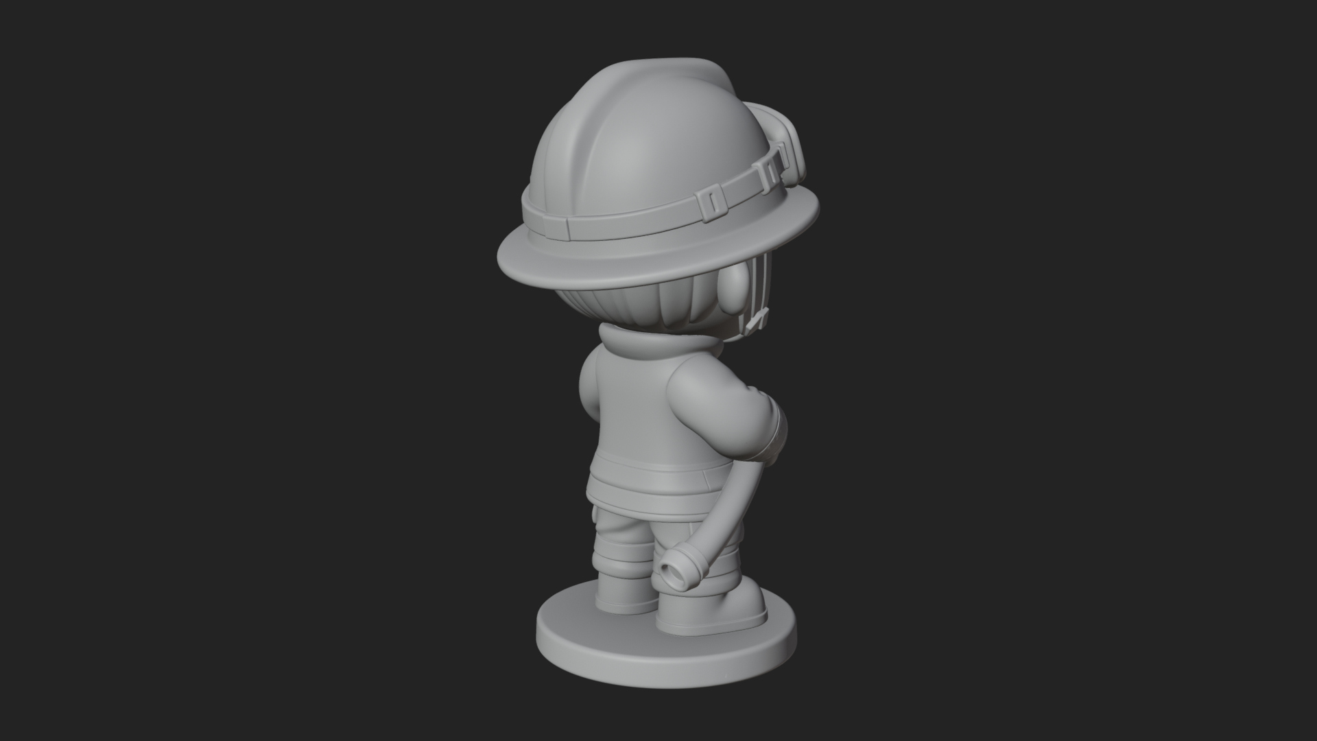 Chibi Firefighter with Hose Statue Design 1 3D Print Model 3D Model