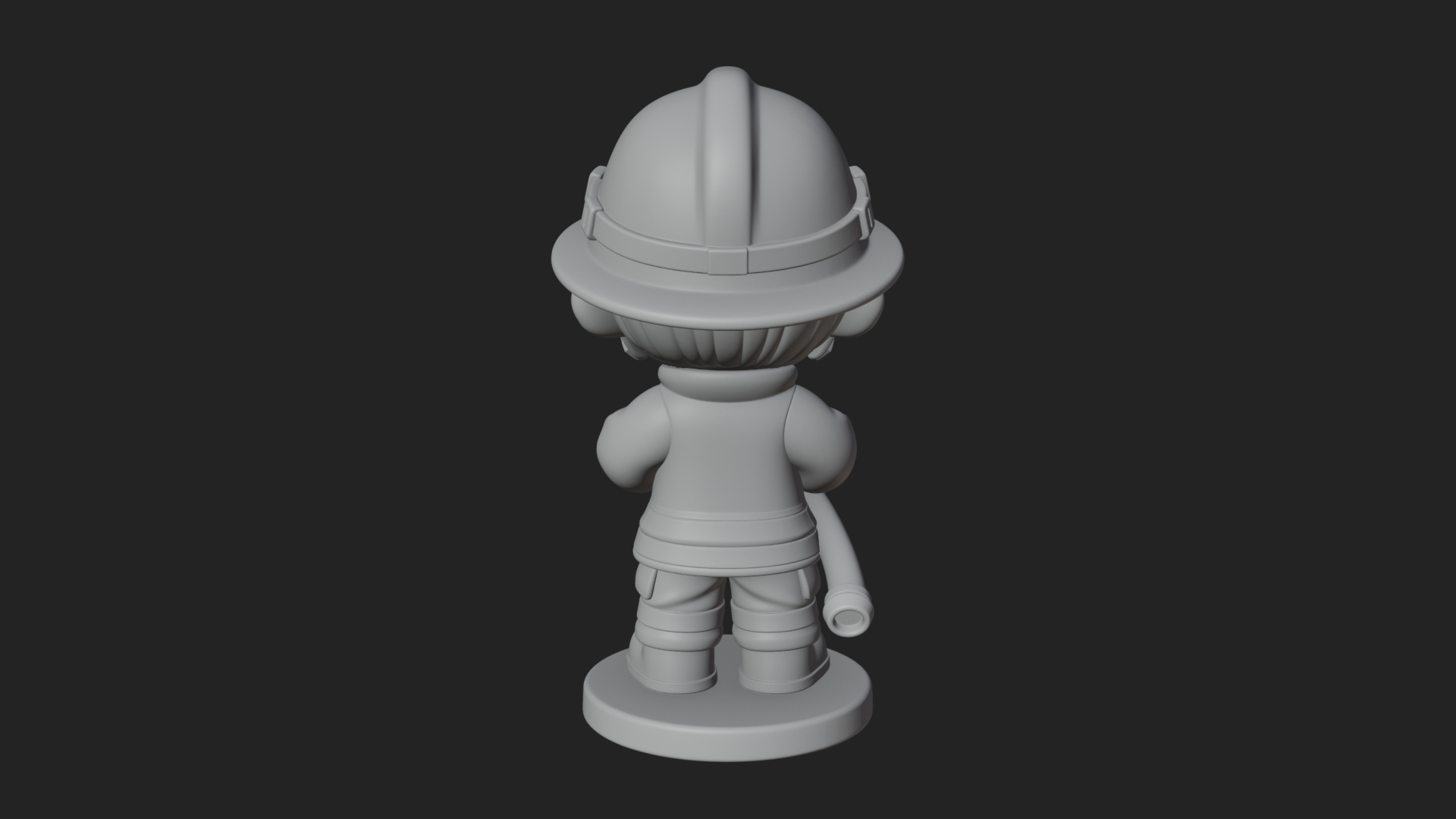 Chibi Firefighter with Hose Statue Design 1 3D Print Model 3D Model