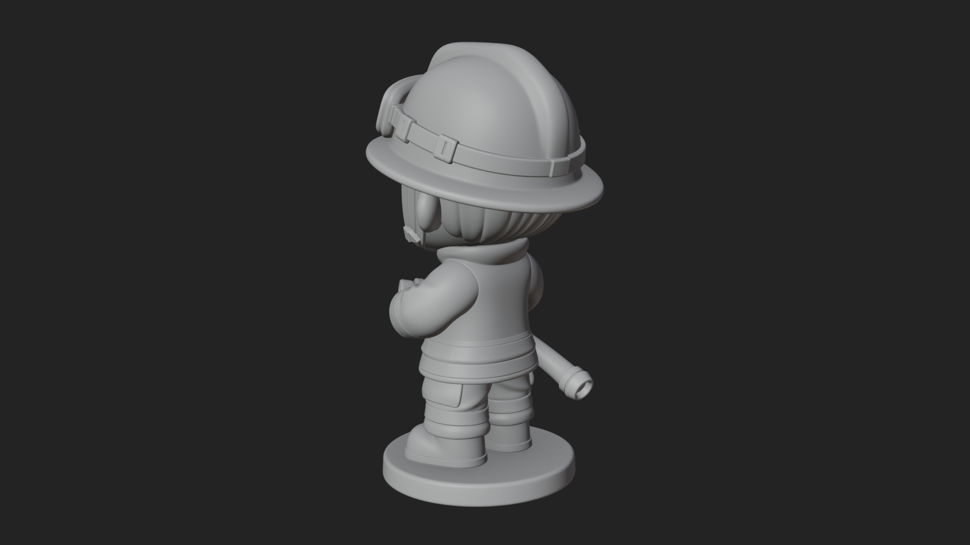 Chibi Firefighter with Hose Statue Design 1 3D Print Model 3D Model