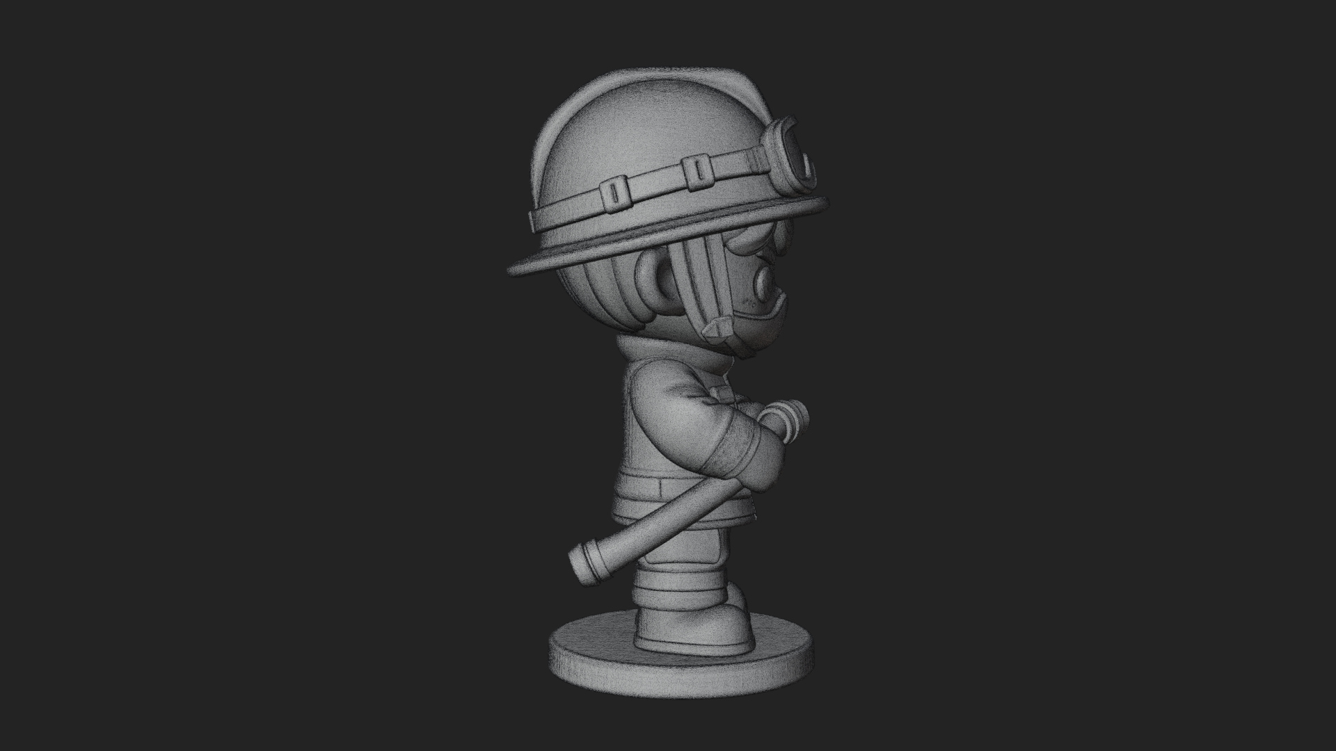 Chibi Firefighter with Hose Statue Design 1 3D Print Model 3D Model