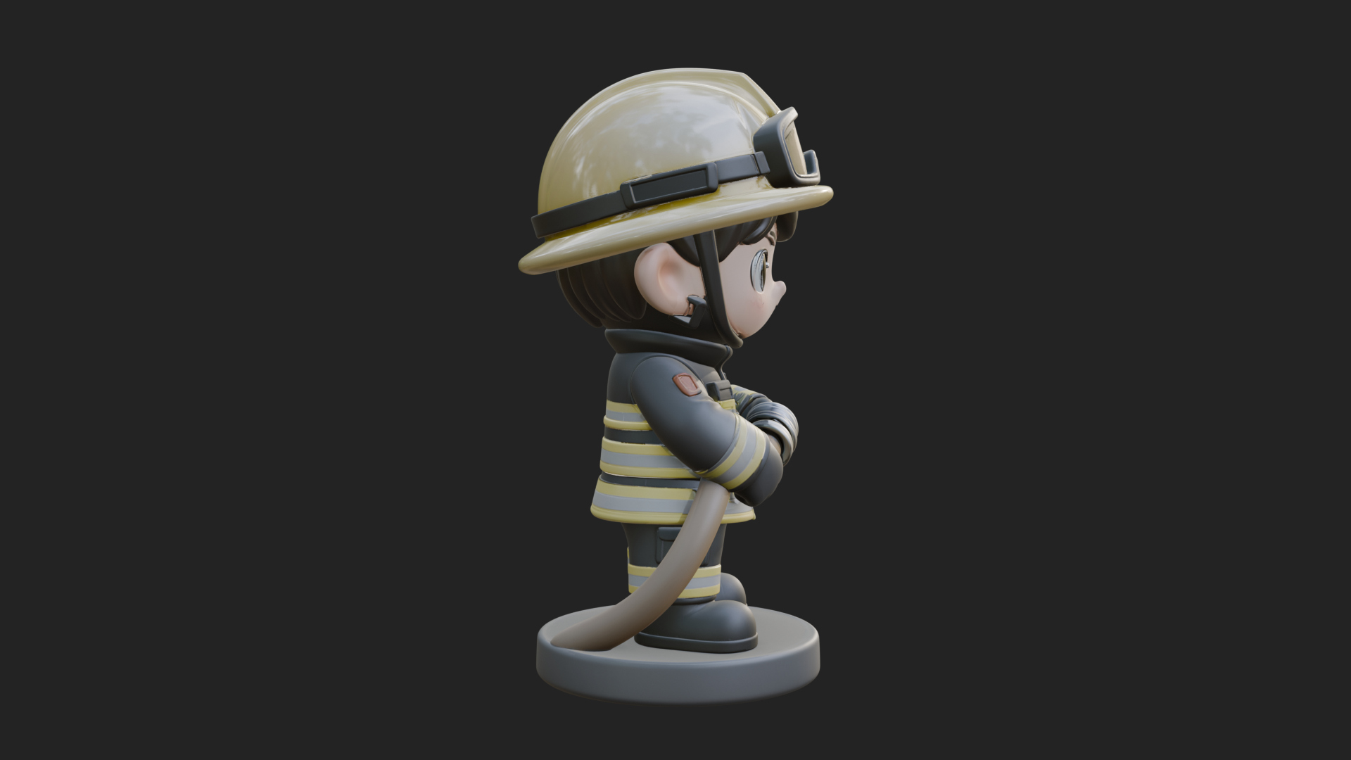 Chibi Firefighter With Hose Statue Design 2 3D Print Model 3D Model