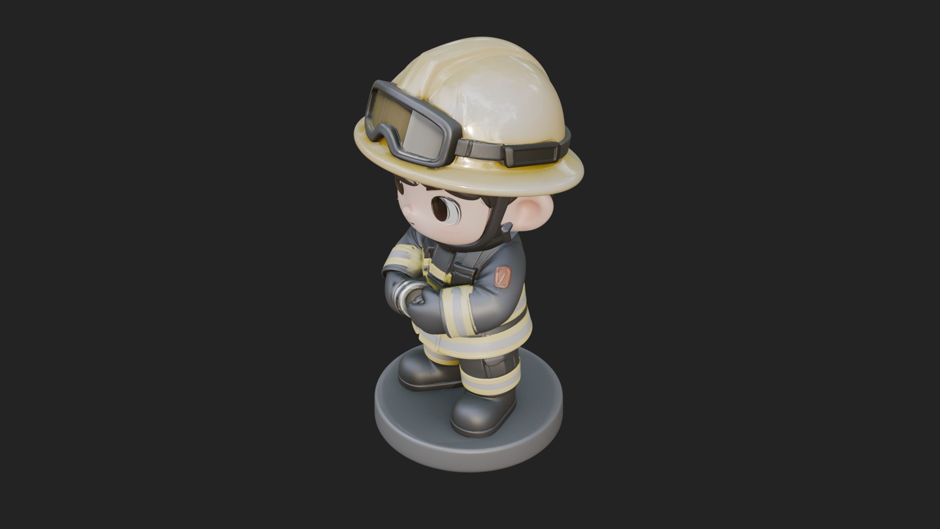 Chibi Firefighter With Hose Statue Design 2 3D Print Model 3D Model