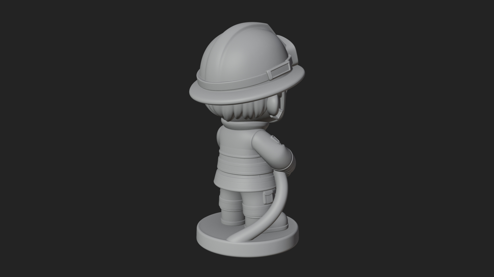 Chibi Firefighter With Hose Statue Design 2 3D Print Model 3D Model