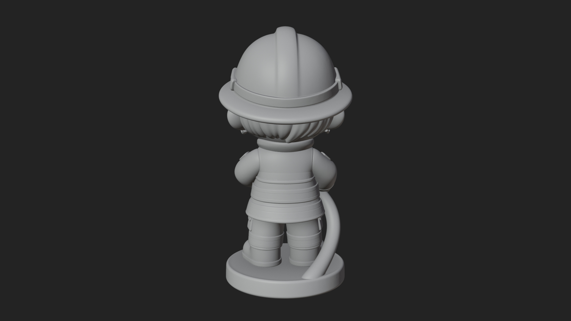 Chibi Firefighter With Hose Statue Design 2 3D Print Model 3D Model
