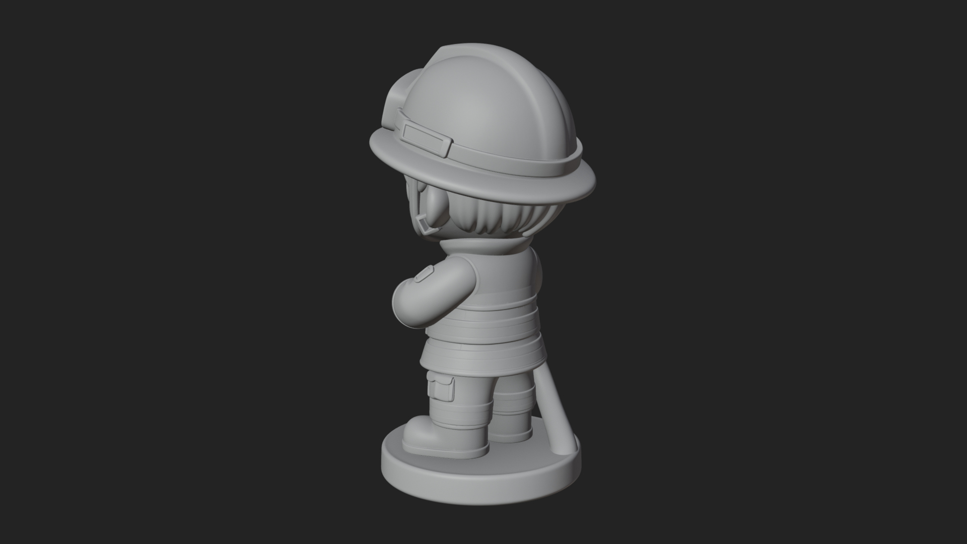 Chibi Firefighter With Hose Statue Design 2 3D Print Model 3D Model