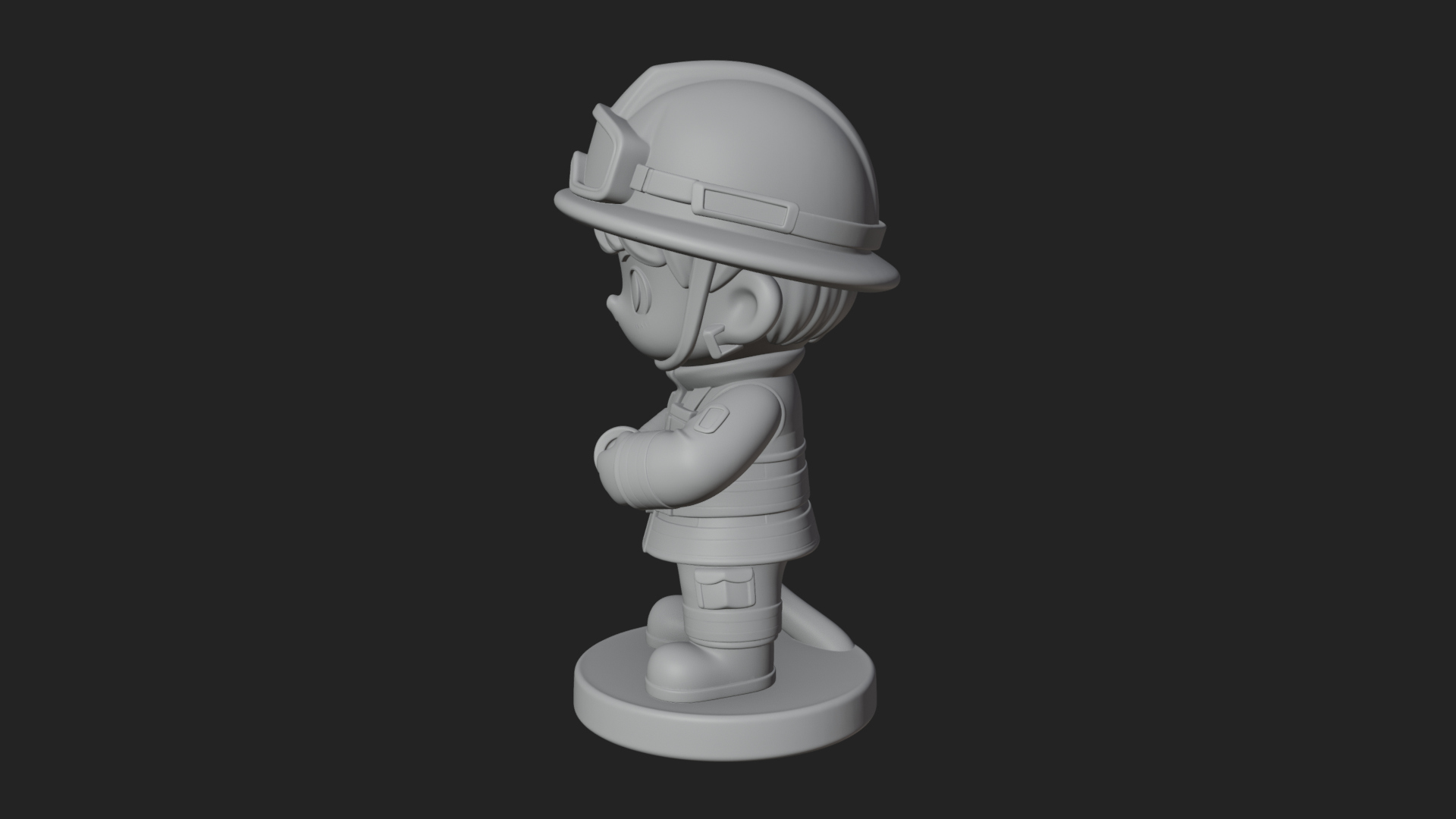 Chibi Firefighter With Hose Statue Design 2 3D Print Model 3D Model