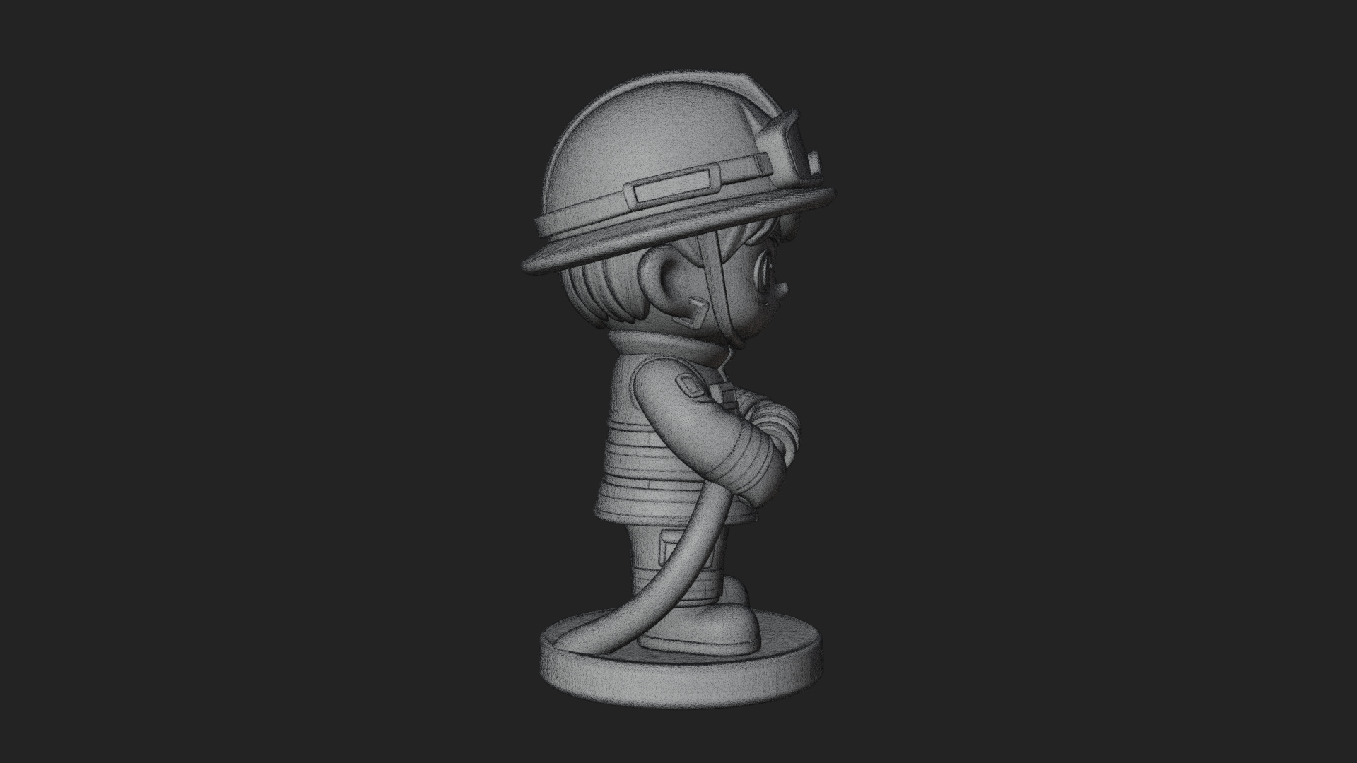 Chibi Firefighter With Hose Statue Design 2 3D Print Model 3D Model