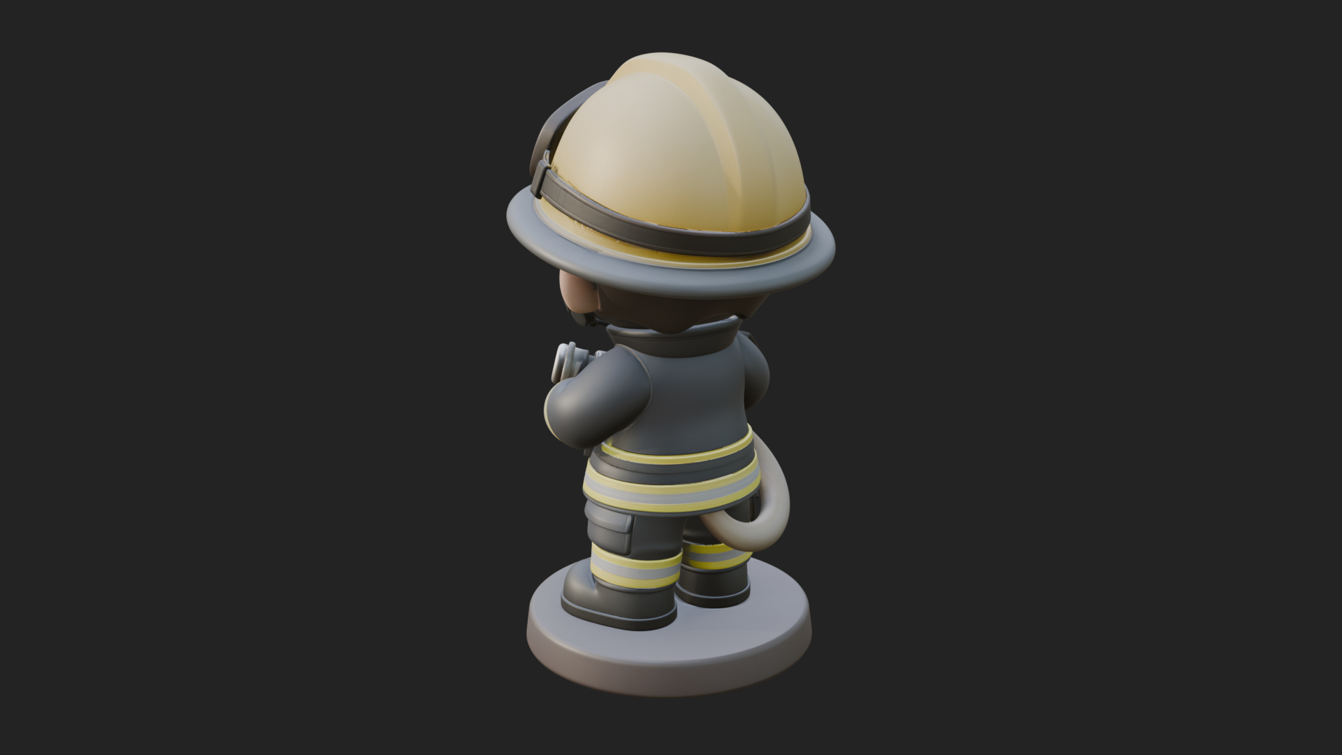 Chibi Firefighter With Hose Statue Design 3 3D Print Model 3D Model