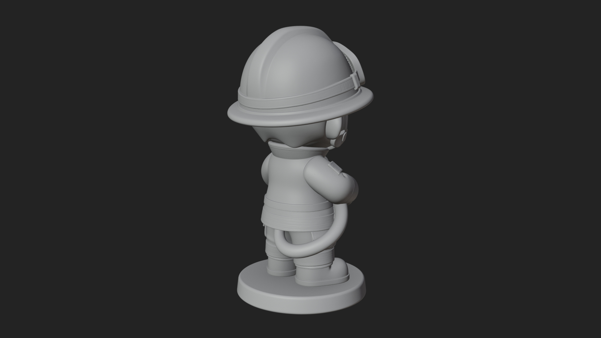 Chibi Firefighter With Hose Statue Design 3 3D Print Model 3D Model