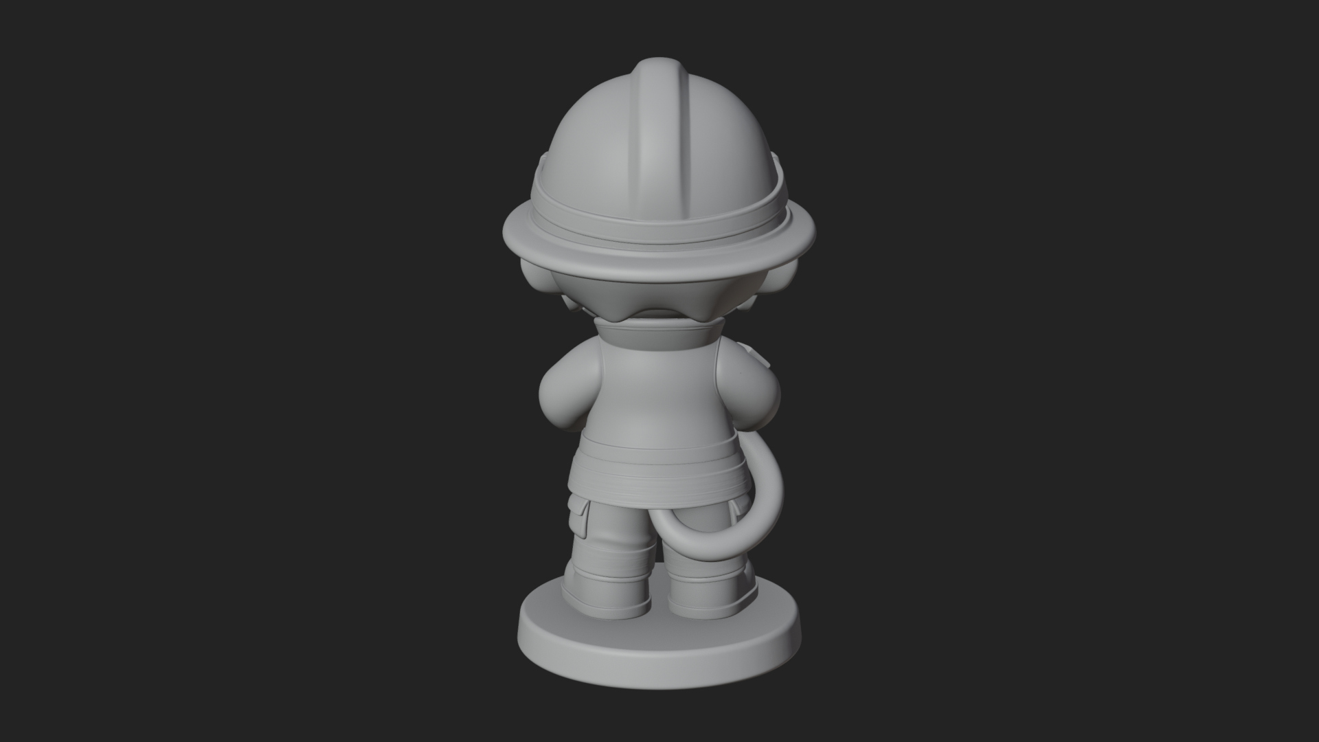 Chibi Firefighter With Hose Statue Design 3 3D Print Model 3D Model