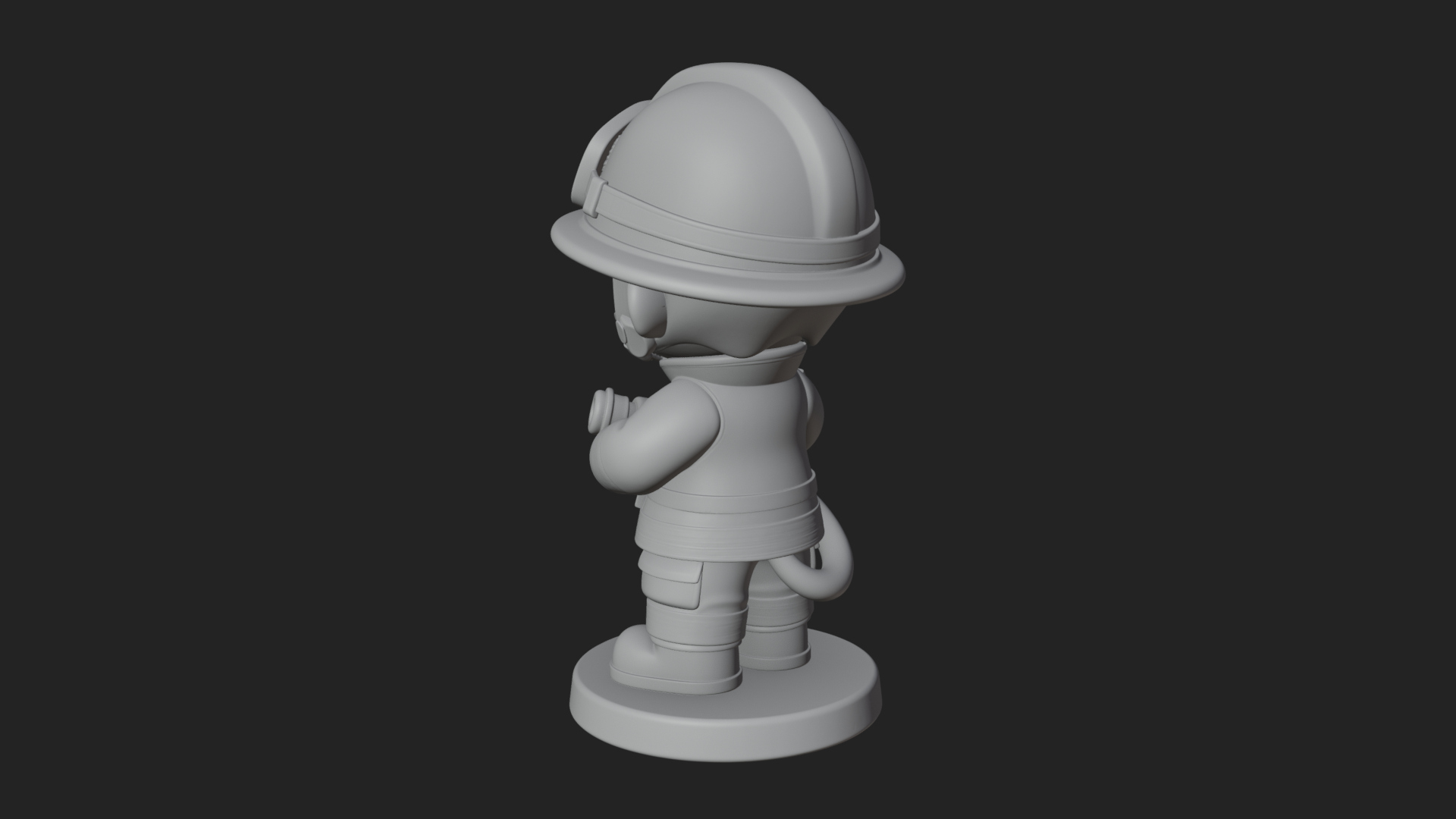 Chibi Firefighter With Hose Statue Design 3 3D Print Model 3D Model