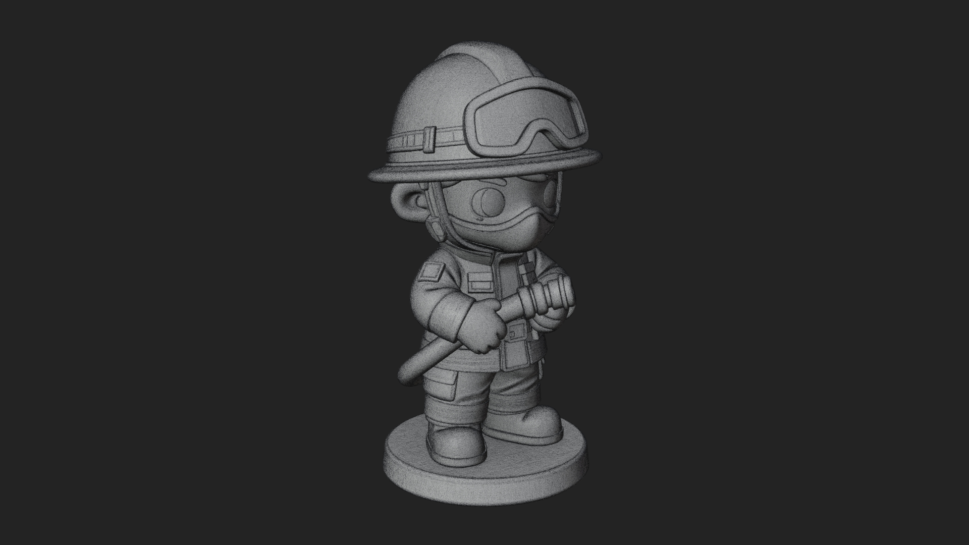 Chibi Firefighter With Hose Statue Design 3 3D Print Model 3D Model