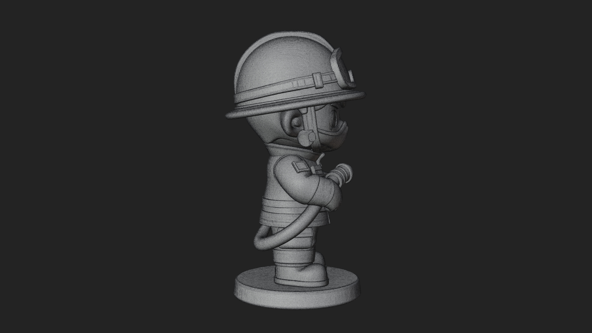Chibi Firefighter With Hose Statue Design 3 3D Print Model 3D Model