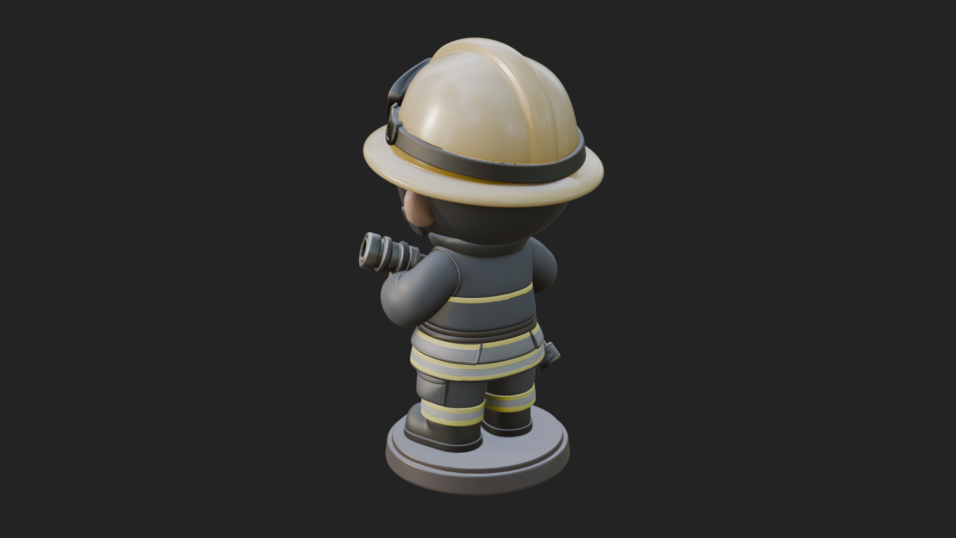 Chibi Firefighter With Hose Statue Design 4 3D Print Model 3D Model