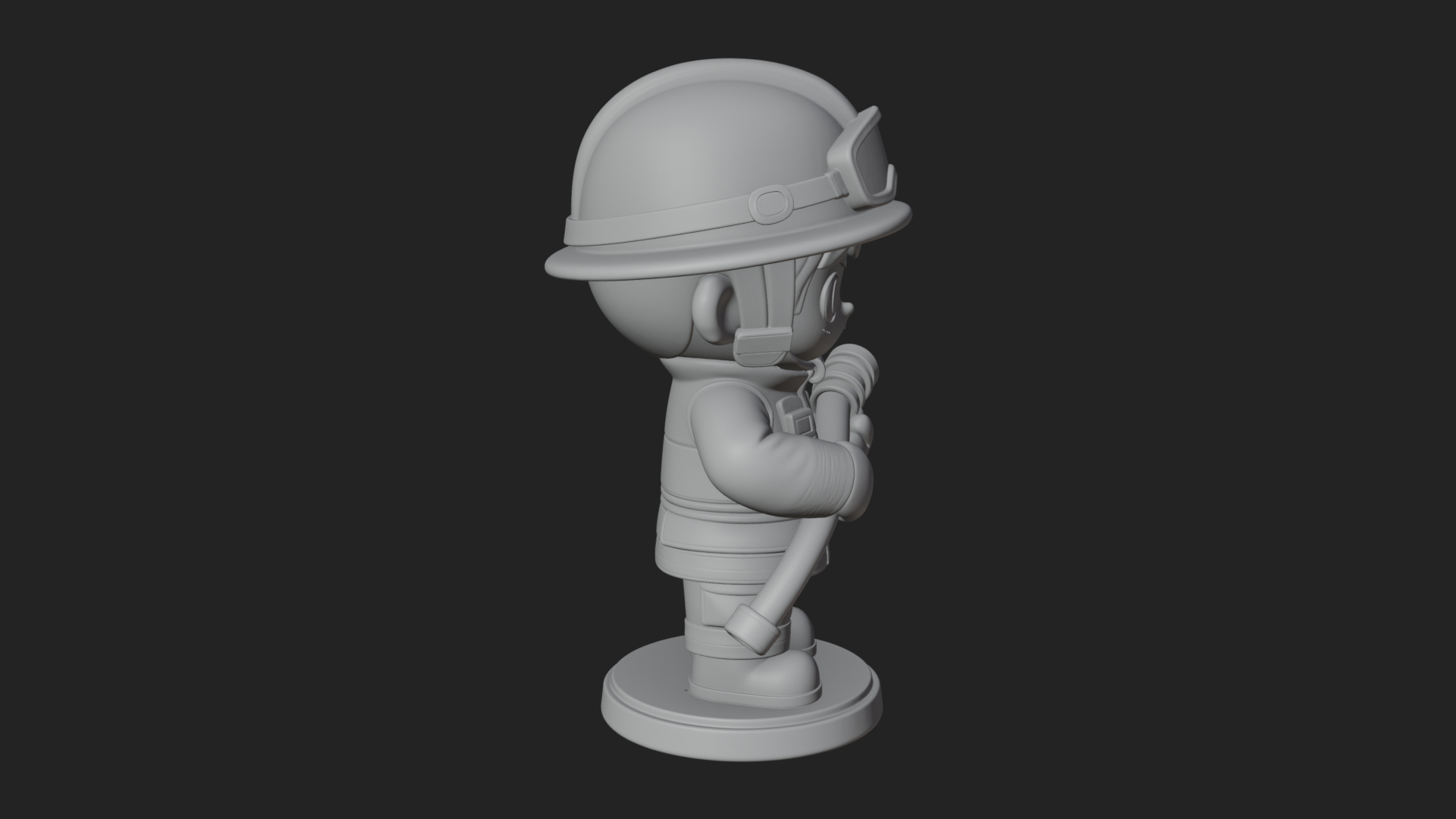 Chibi Firefighter With Hose Statue Design 4 3D Print Model 3D Model