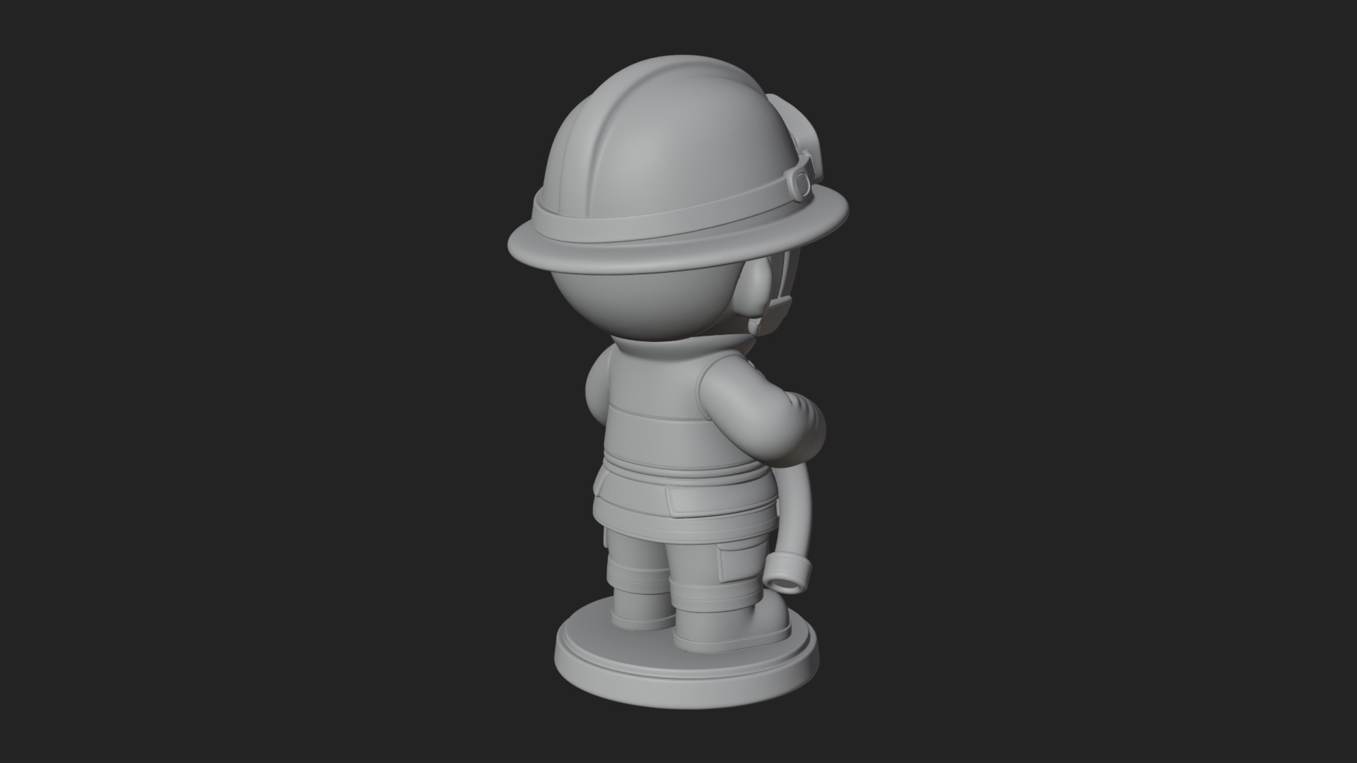 Chibi Firefighter With Hose Statue Design 4 3D Print Model 3D Model