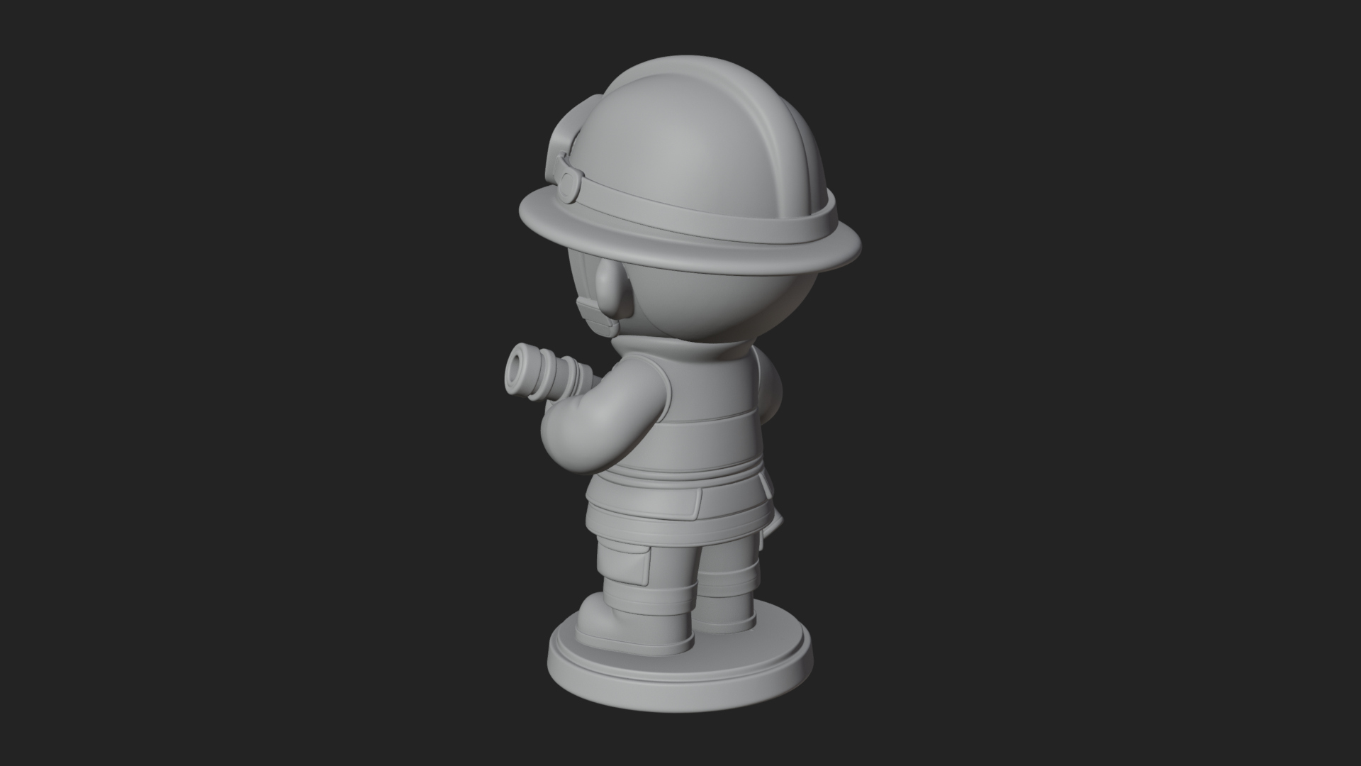 Chibi Firefighter With Hose Statue Design 4 3D Print Model 3D Model
