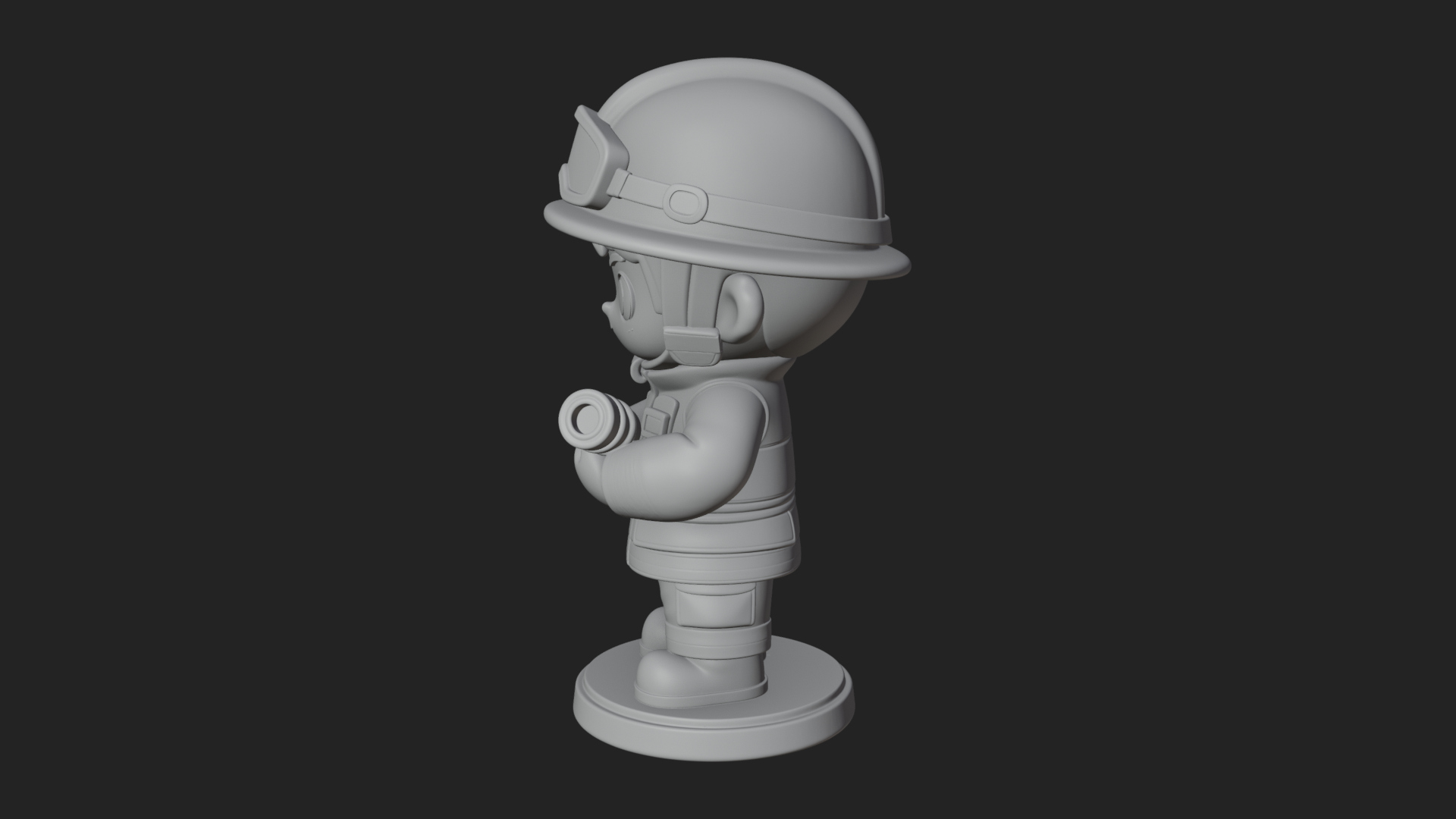 Chibi Firefighter With Hose Statue Design 4 3D Print Model 3D Model