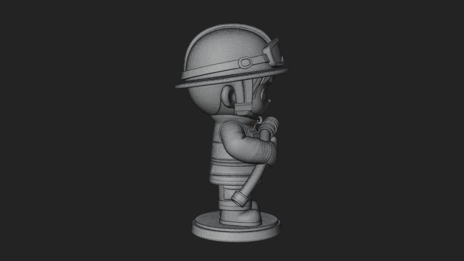 Chibi Firefighter With Hose Statue Design 4 3D Print Model 3D Model