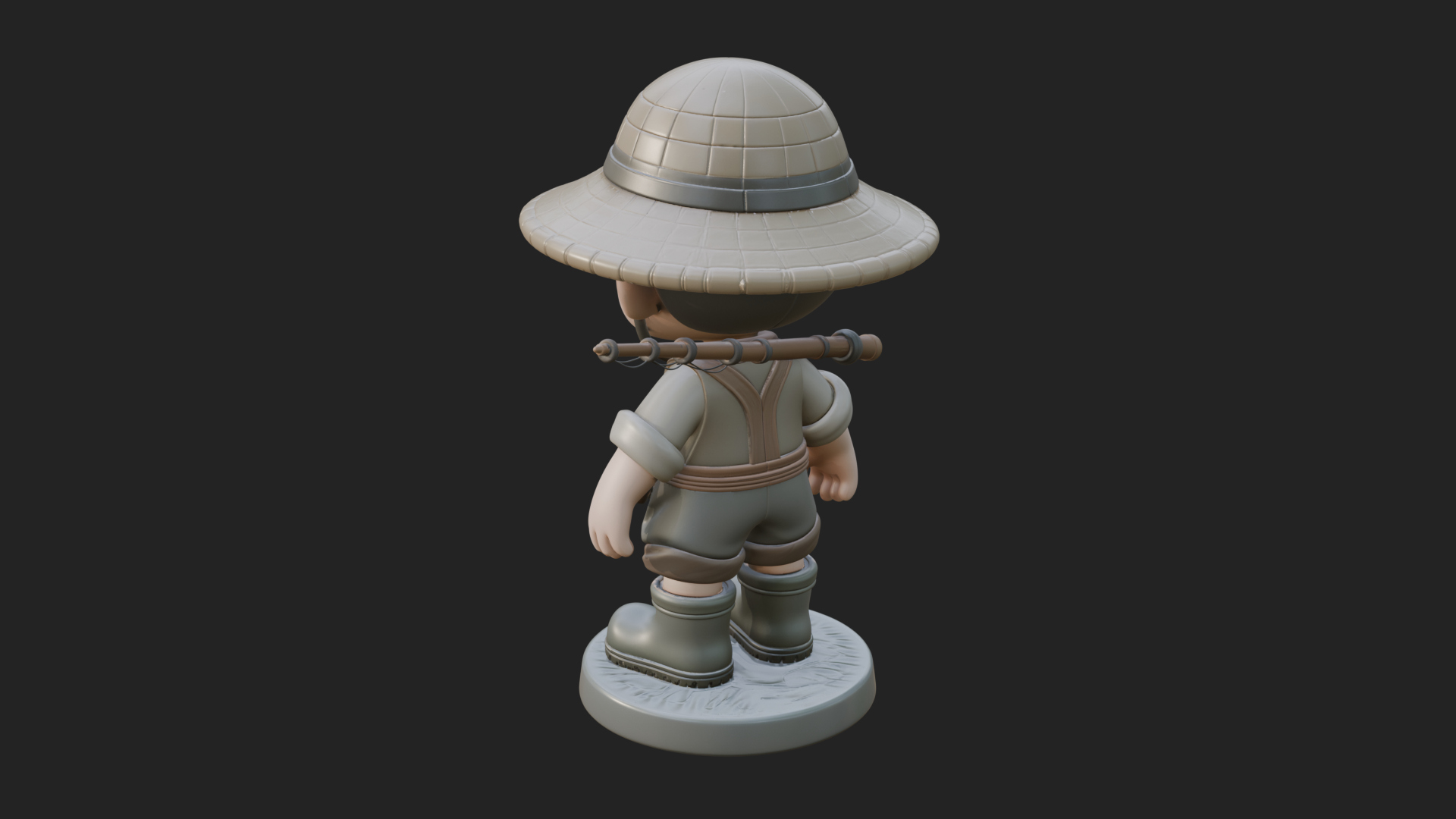 Chibi Fisher Boy With Basket Statue Design 1 3D Print Model 3D Model
