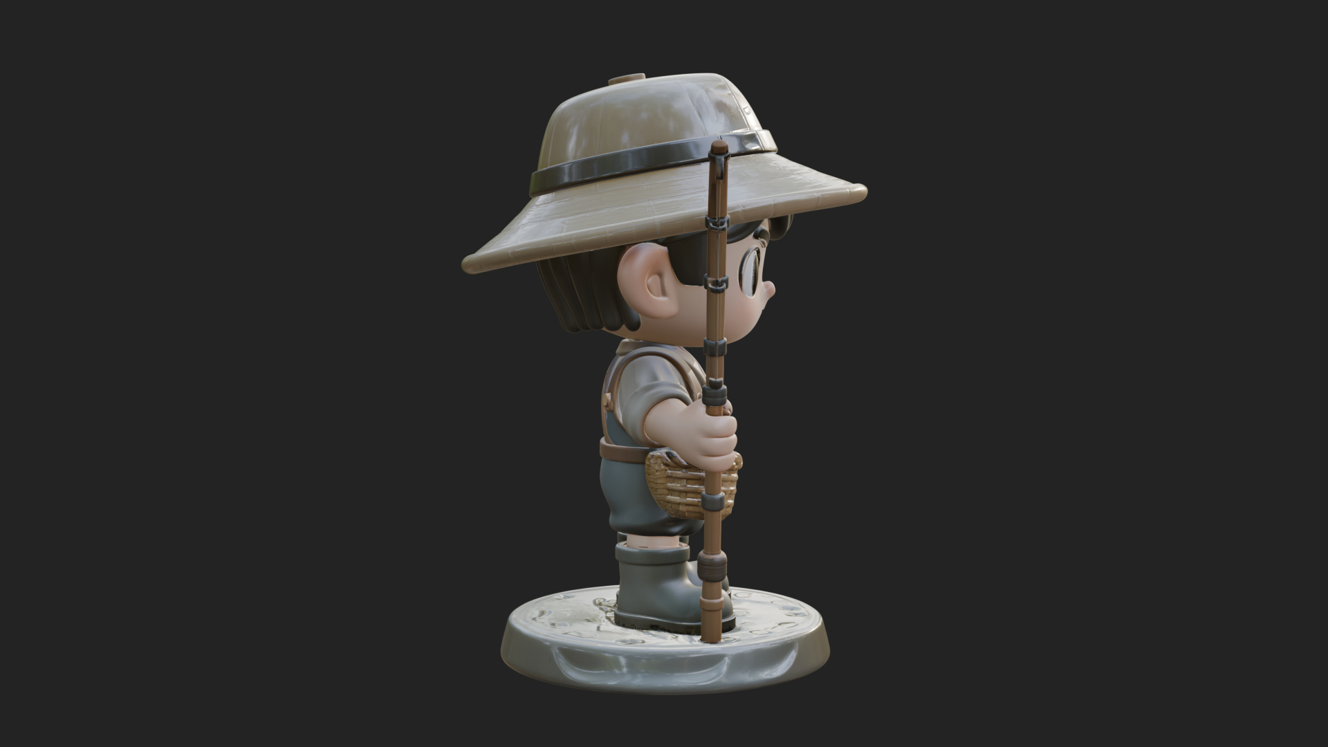 Chibi Fisher Boy With Basket Statue Design 2 3D Print Model 3D Model