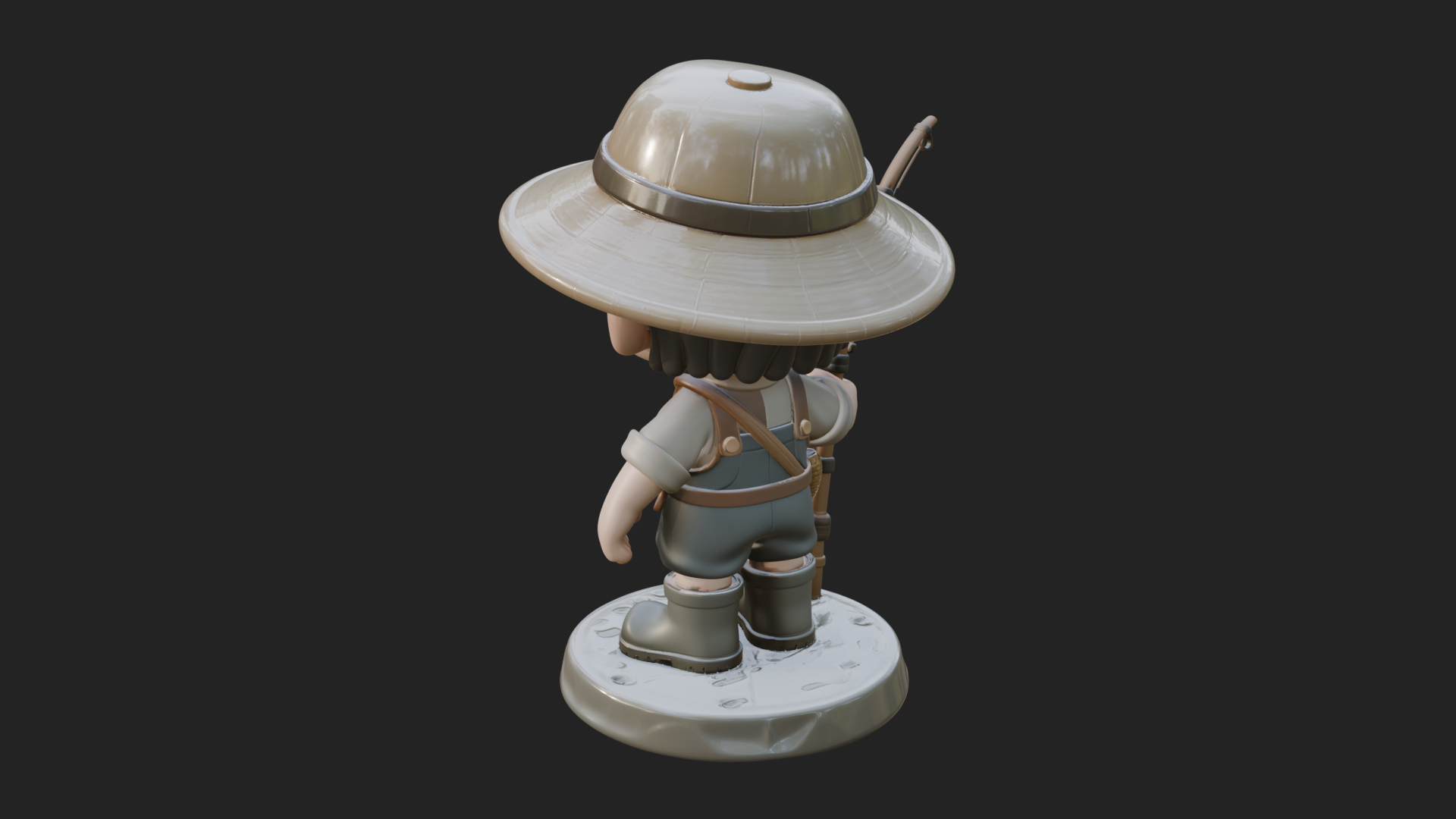 Chibi Fisher Boy With Basket Statue Design 2 3D Print Model 3D Model