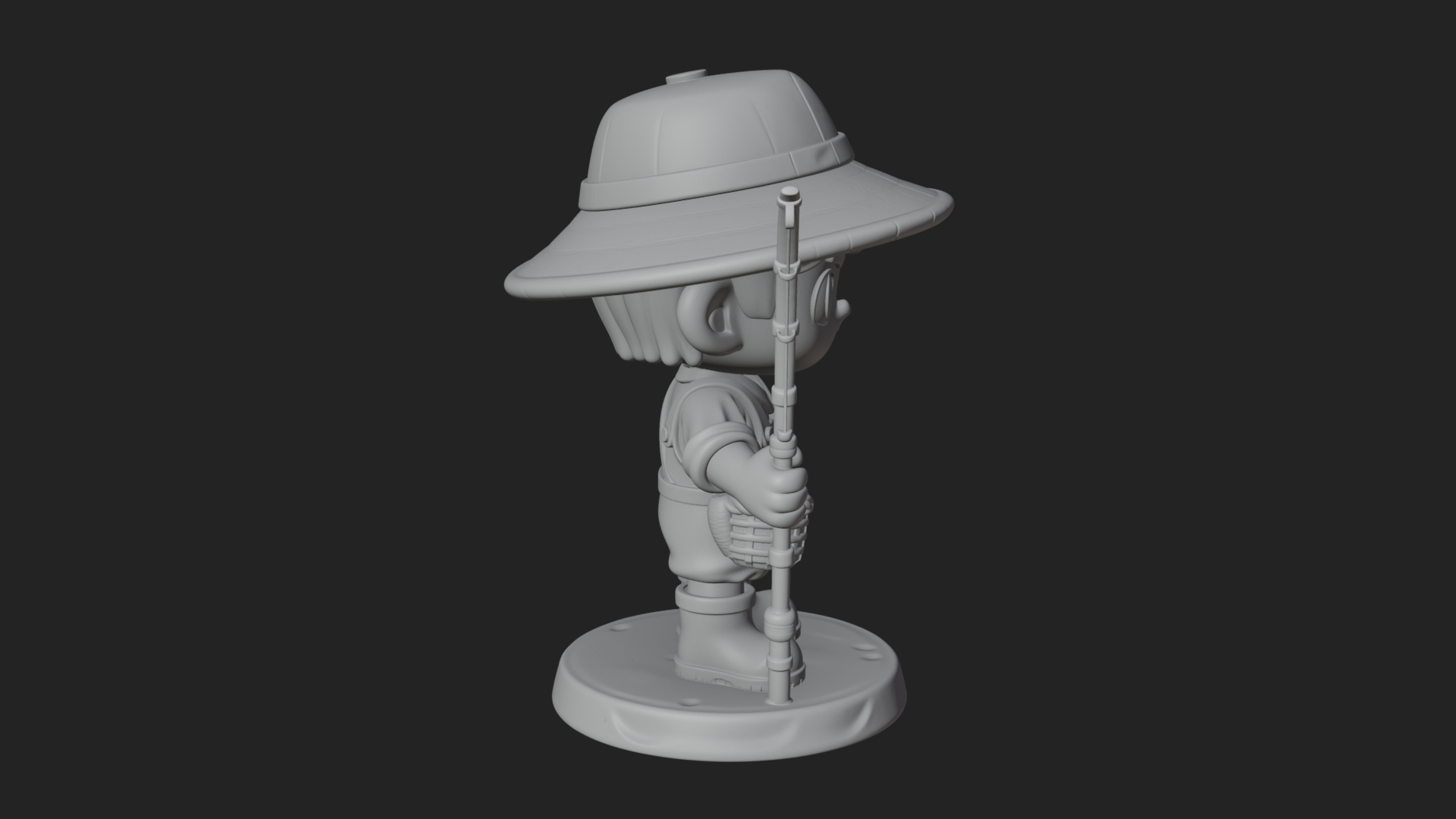 Chibi Fisher Boy With Basket Statue Design 2 3D Print Model 3D Model