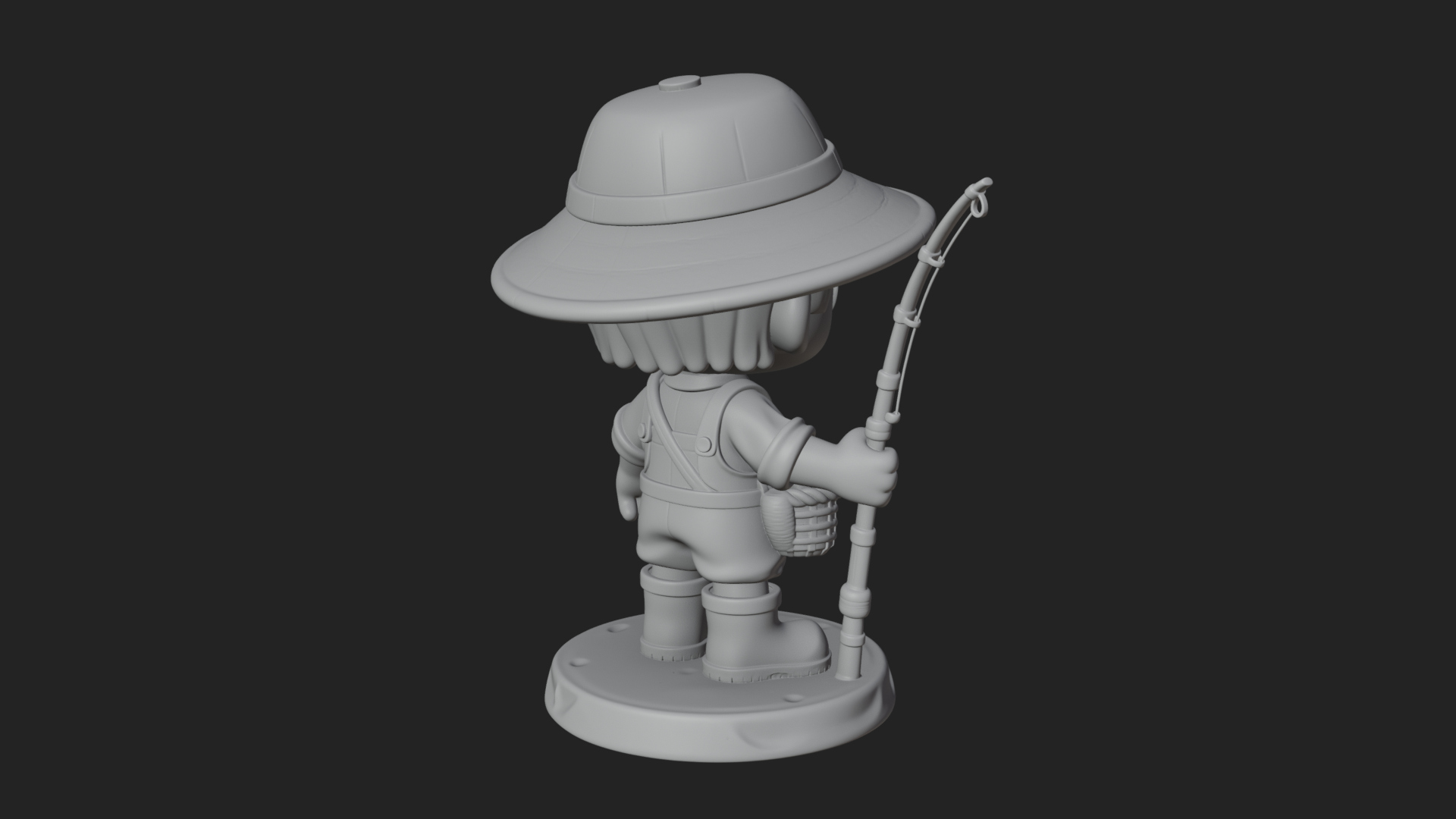 Chibi Fisher Boy With Basket Statue Design 2 3D Print Model 3D Model