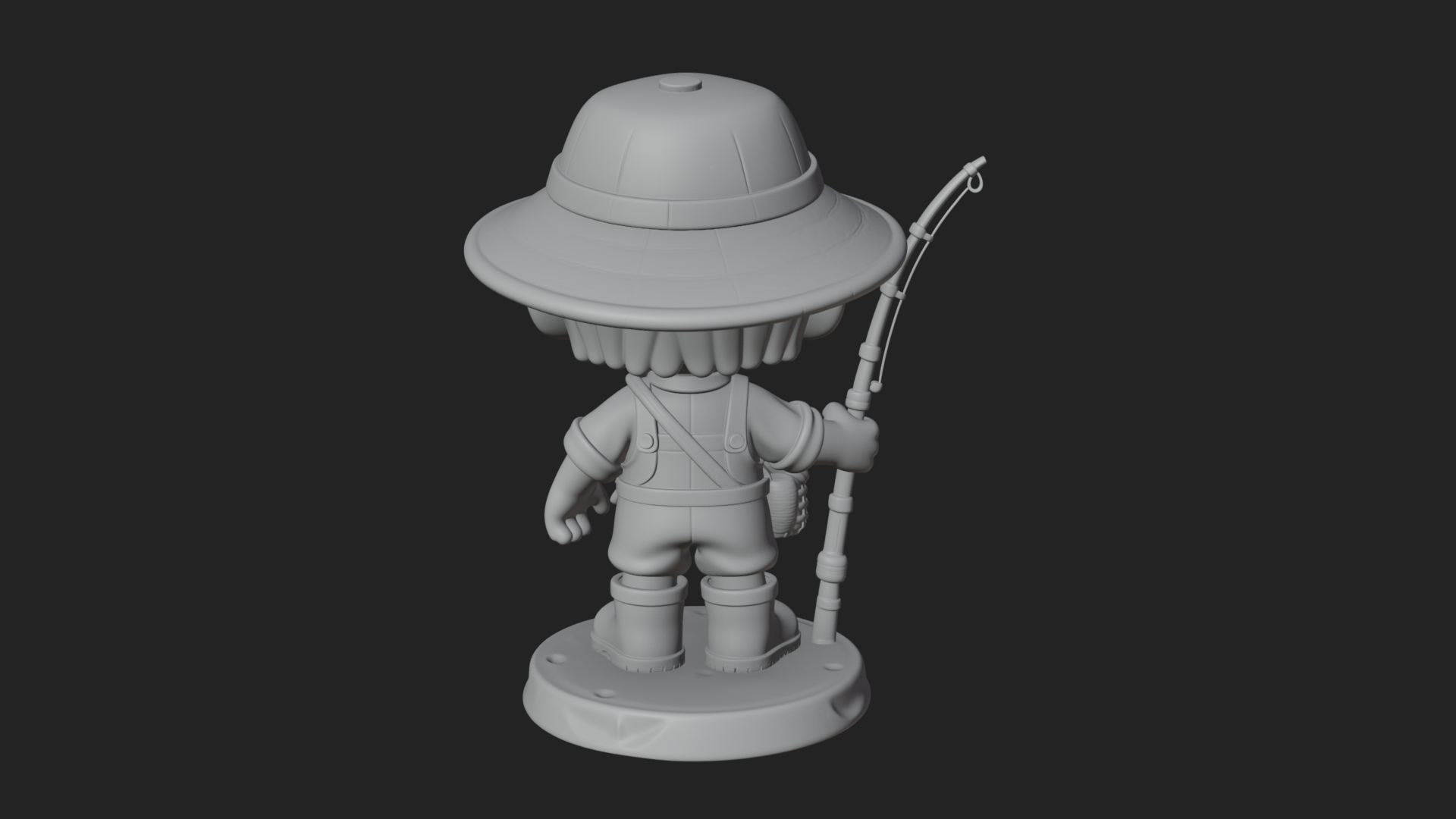 Chibi Fisher Boy With Basket Statue Design 2 3D Print Model 3D Model