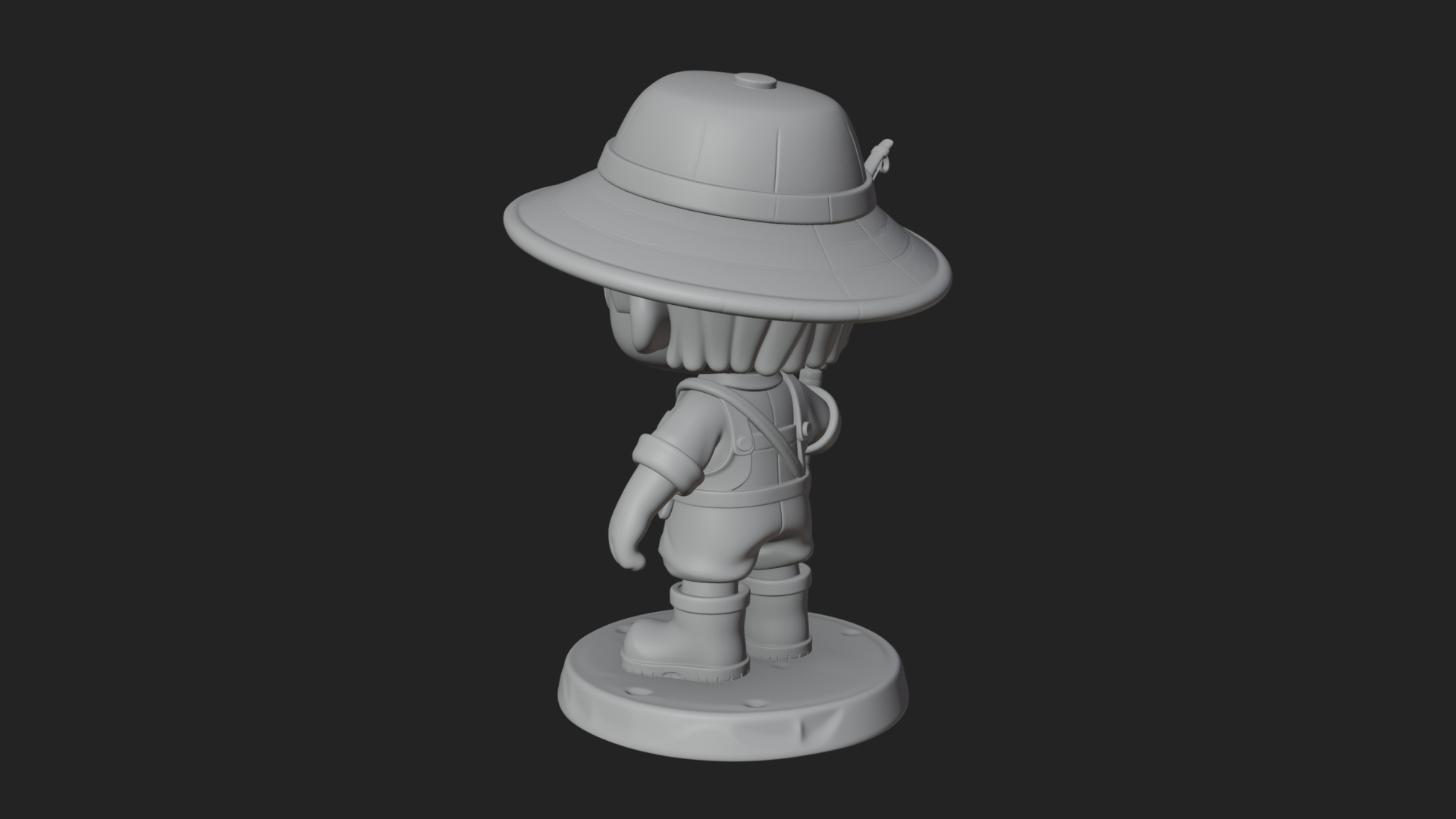 Chibi Fisher Boy With Basket Statue Design 2 3D Print Model 3D Model