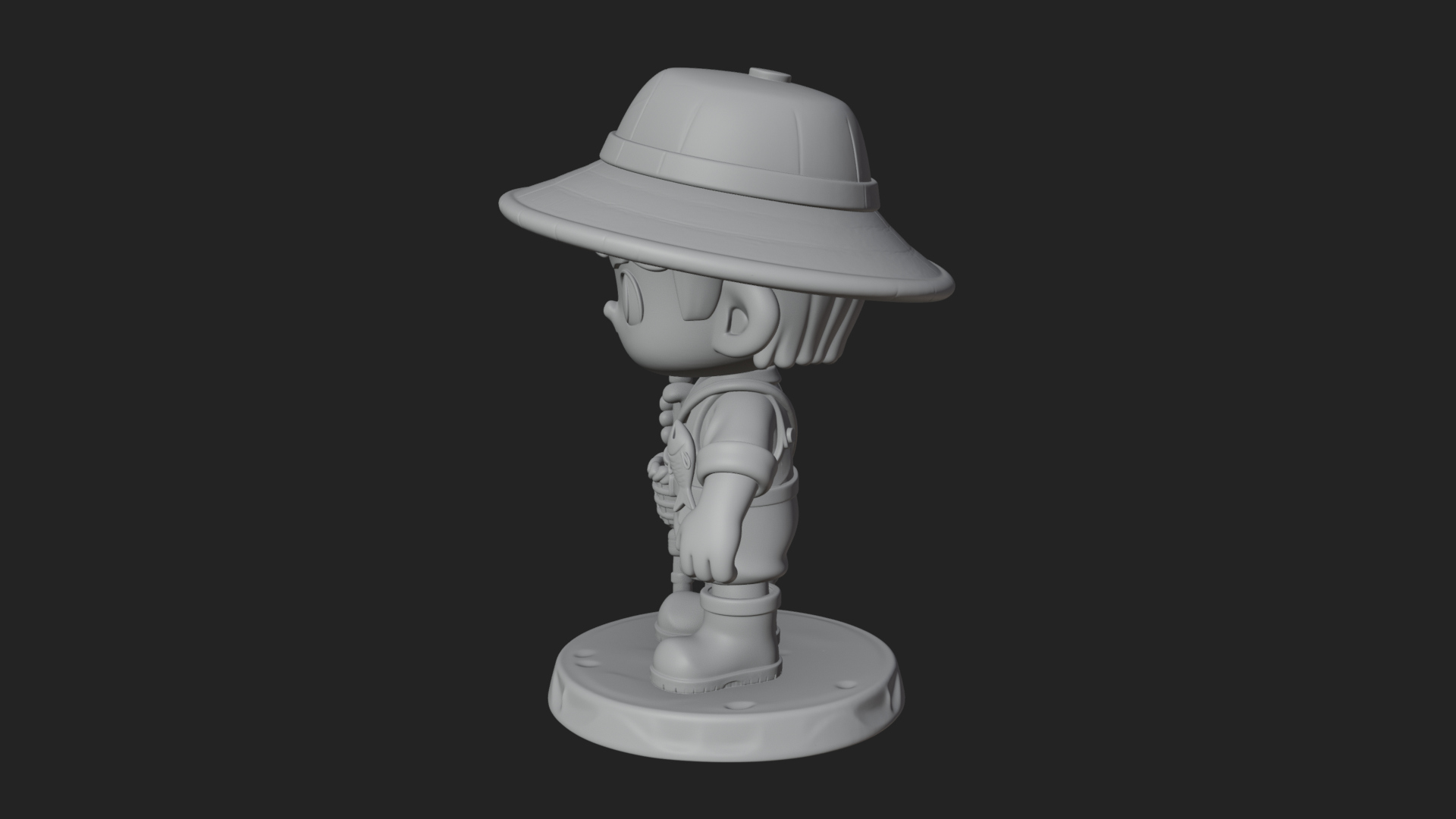 Chibi Fisher Boy With Basket Statue Design 2 3D Print Model 3D Model