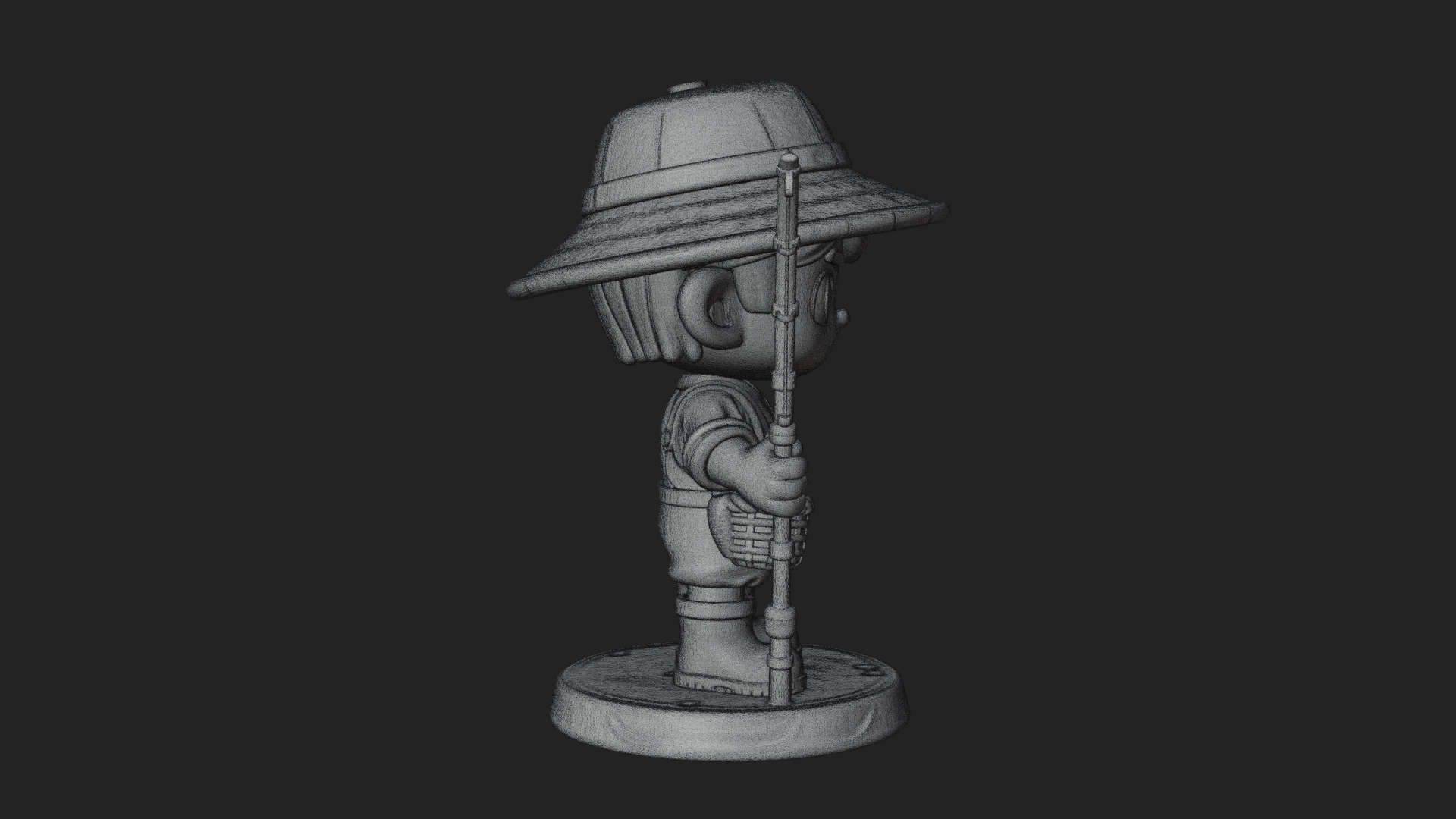 Chibi Fisher Boy With Basket Statue Design 2 3D Print Model 3D Model