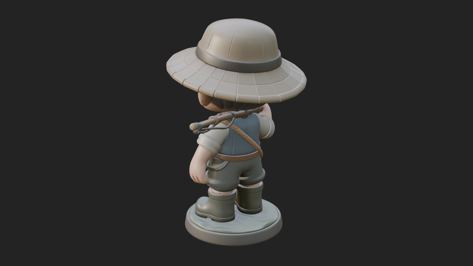 Chibi Fisher Boy With Basket Statue Design 3 3D Print Model 3D Model