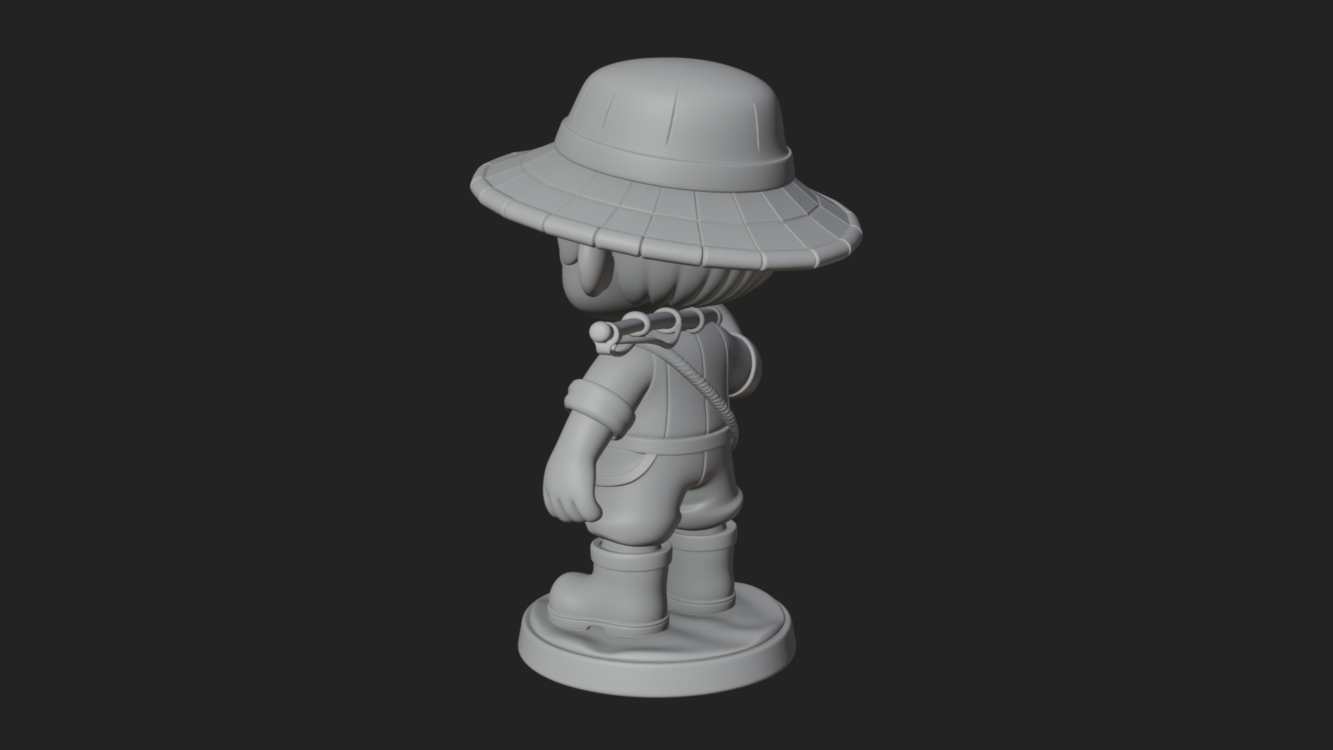 Chibi Fisher Boy With Basket Statue Design 3 3D Print Model 3D Model