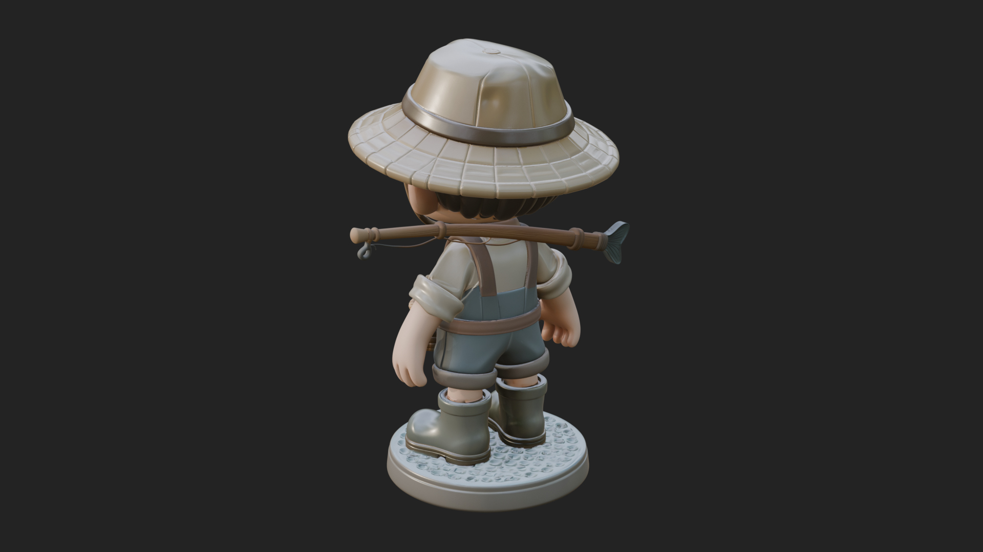 Chibi Fisher Boy With Basket Statue Design 4 3D Print Model 3D Model