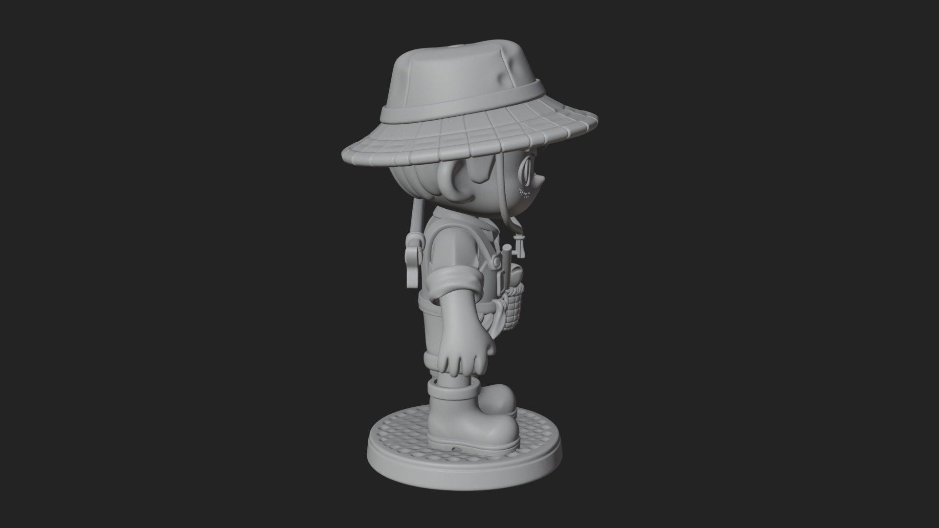 Chibi Fisher Boy With Basket Statue Design 4 3D Print Model 3D Model