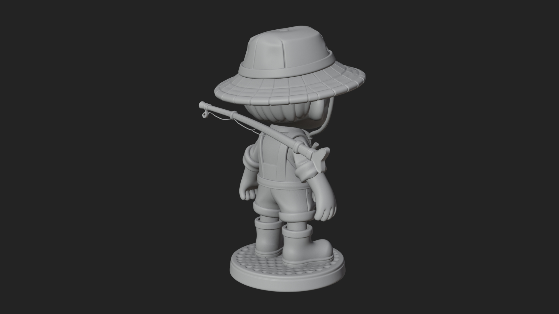 Chibi Fisher Boy With Basket Statue Design 4 3D Print Model 3D Model