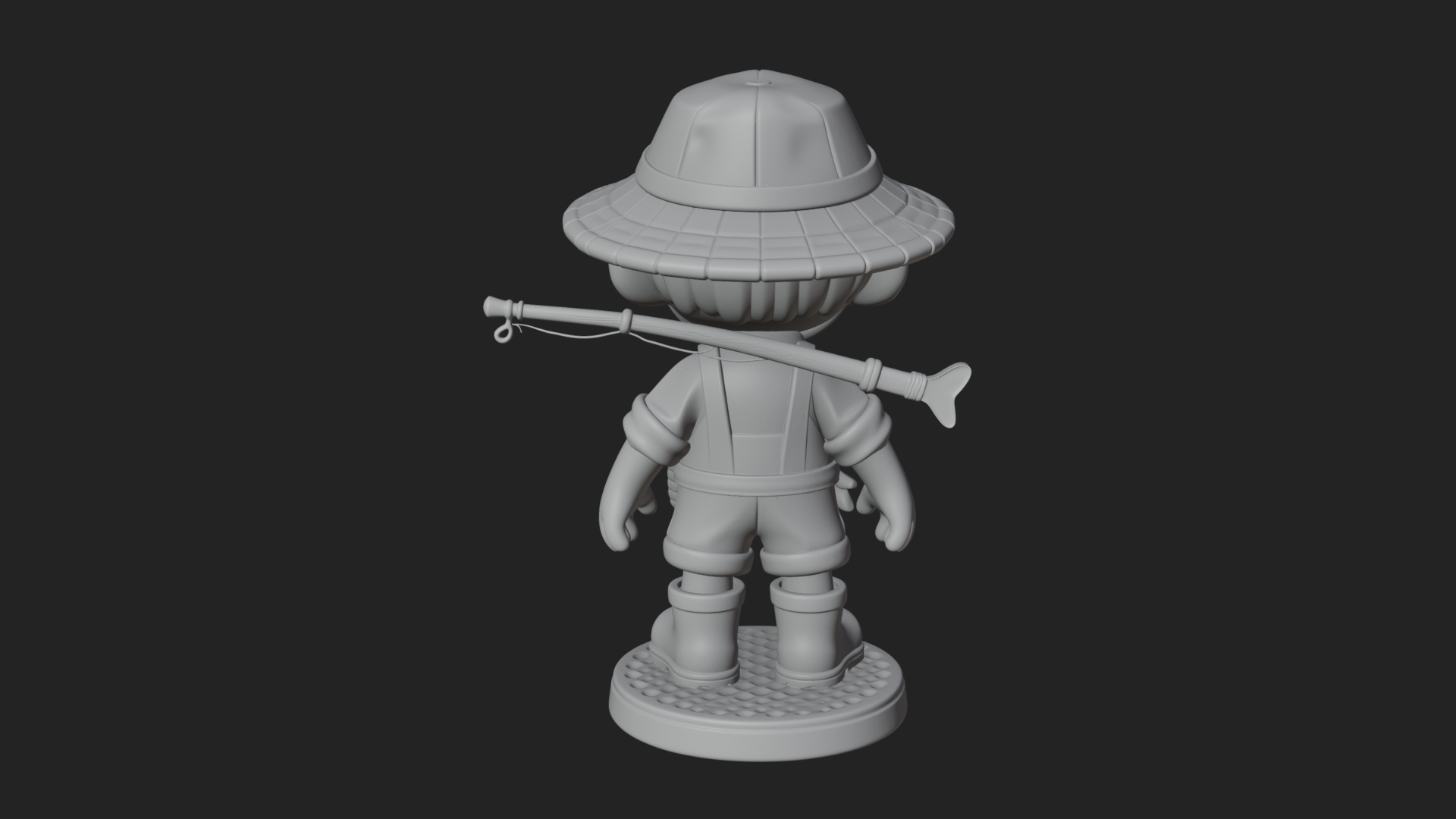 Chibi Fisher Boy With Basket Statue Design 4 3D Print Model 3D Model