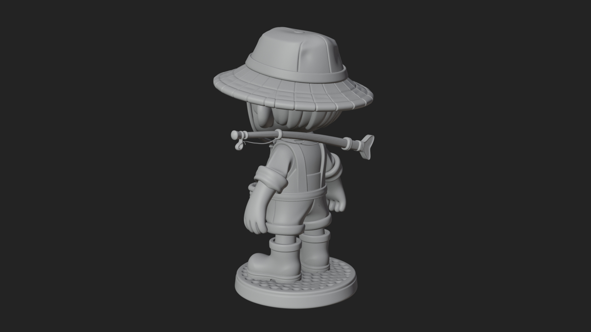 Chibi Fisher Boy With Basket Statue Design 4 3D Print Model 3D Model