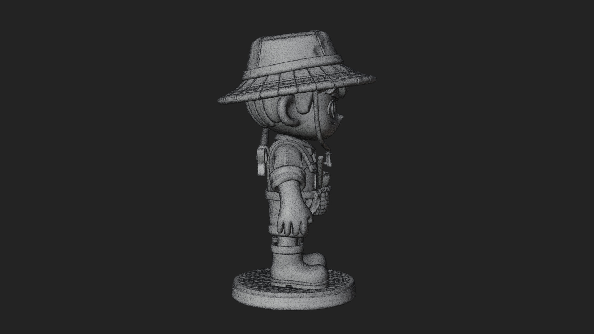 Chibi Fisher Boy With Basket Statue Design 4 3D Print Model 3D Model