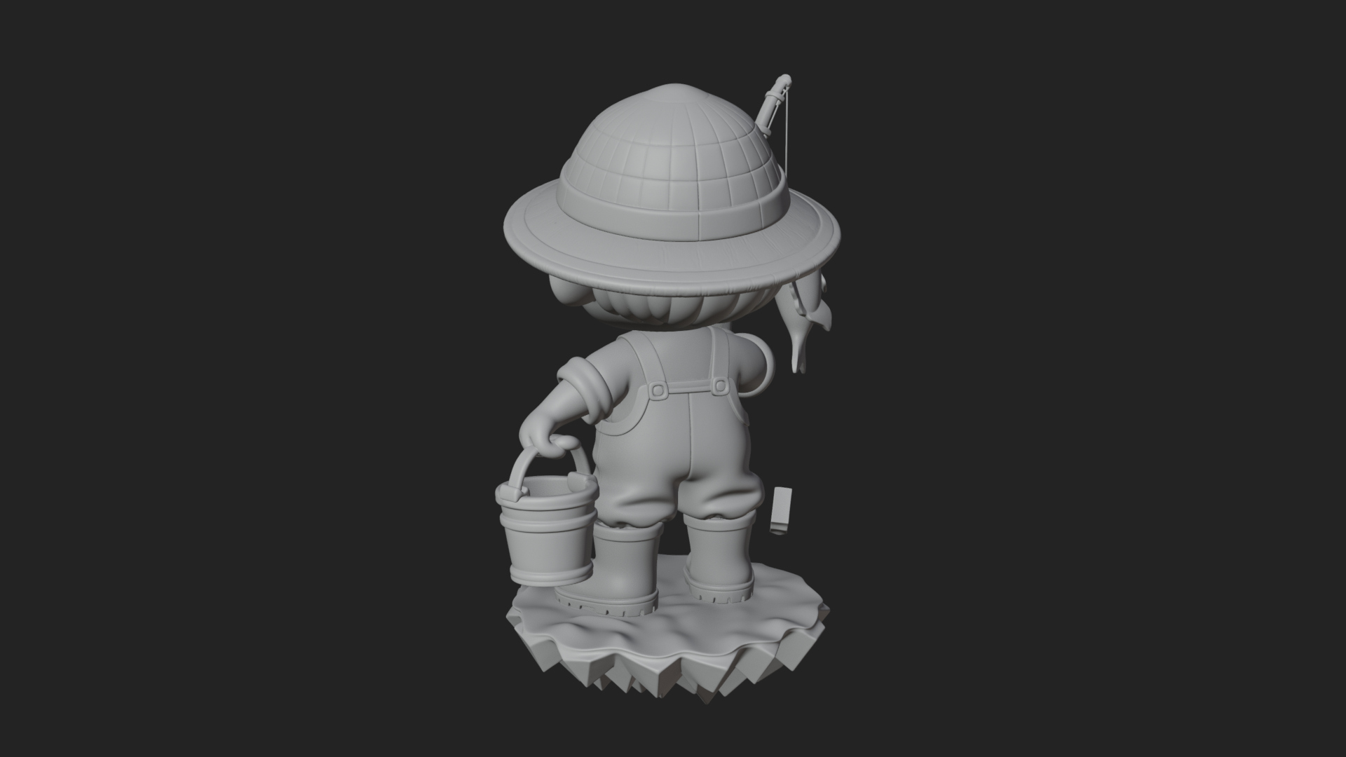 Chibi Fisherman with Rod Statue Design 2 3D Print Model 3D Model