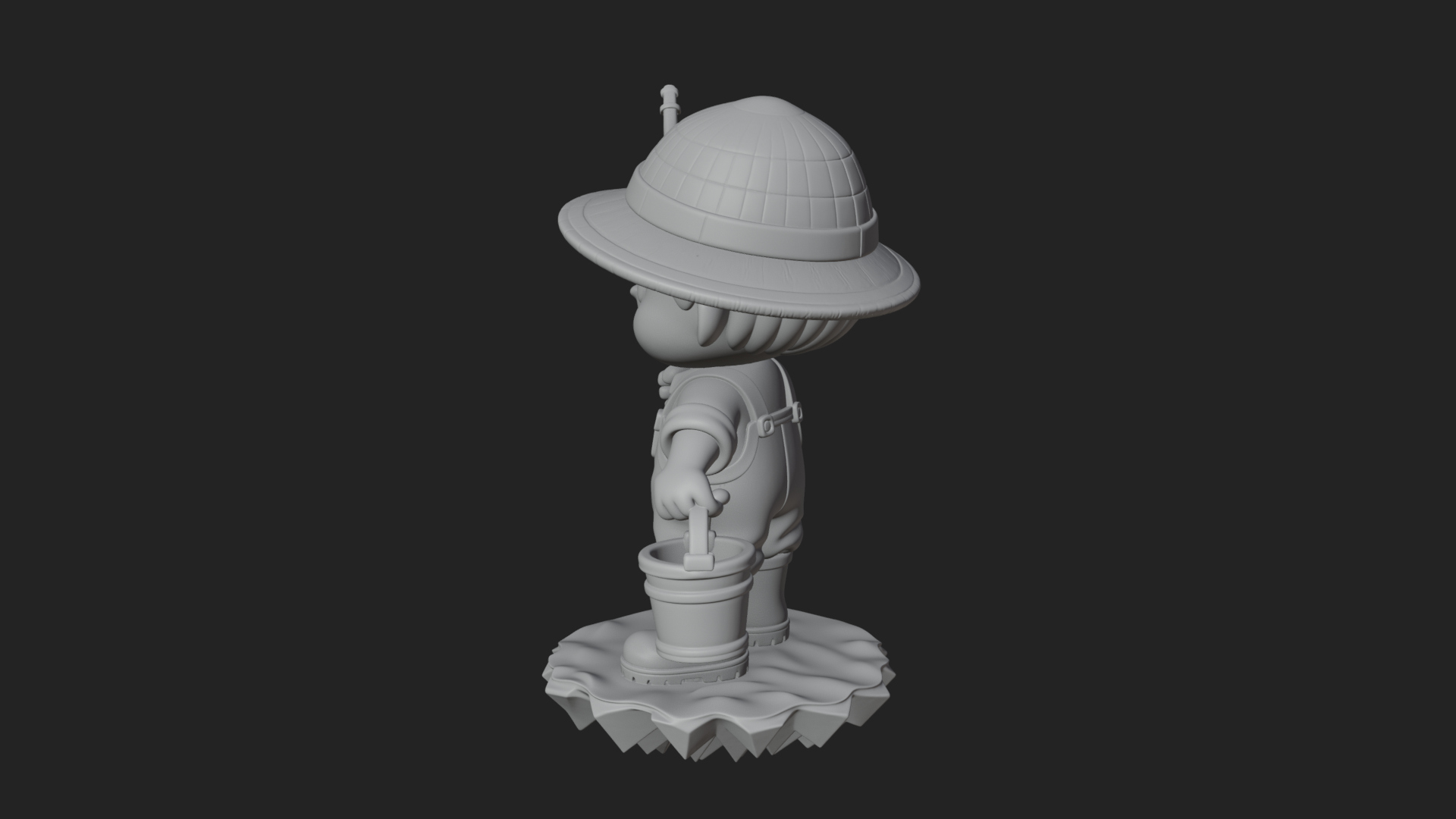 Chibi Fisherman with Rod Statue Design 2 3D Print Model 3D Model