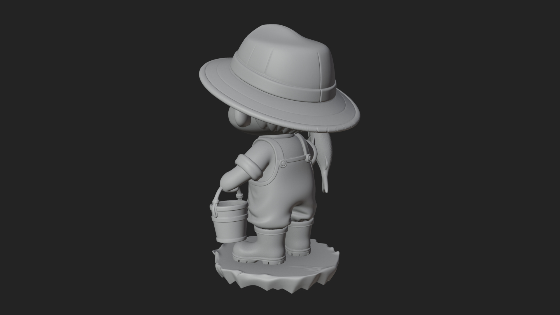 Chibi Fisherman with Rod Statue Design 4 3D Print Model 3D Model