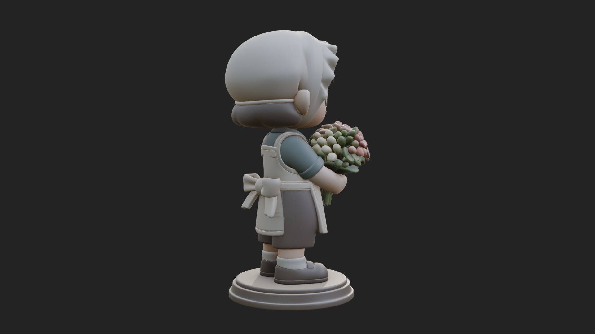 Chibi Florist Girl Statue Design 1 3D Print Model 3D Model
