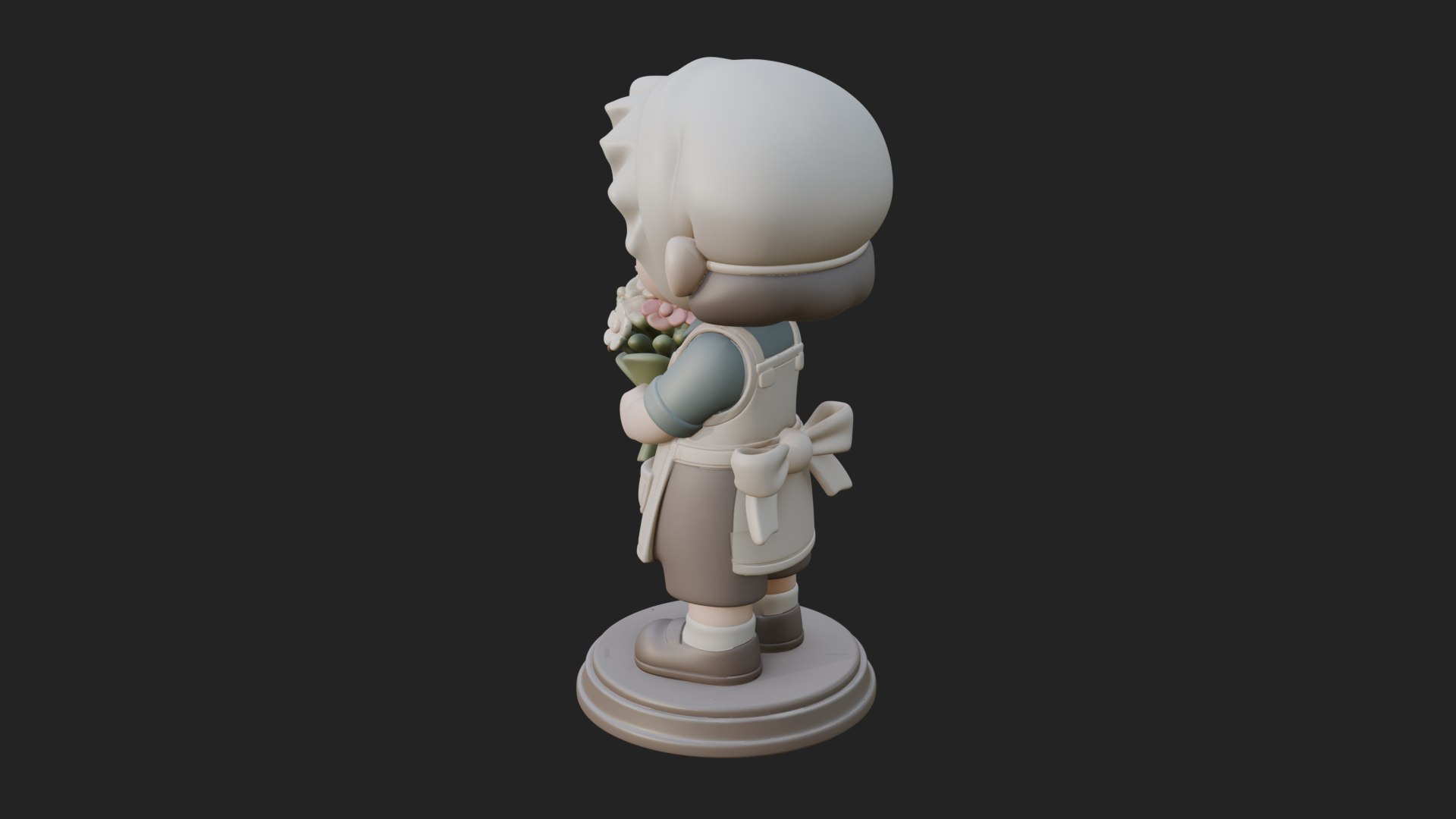Chibi Florist Girl Statue Design 1 3D Print Model 3D Model
