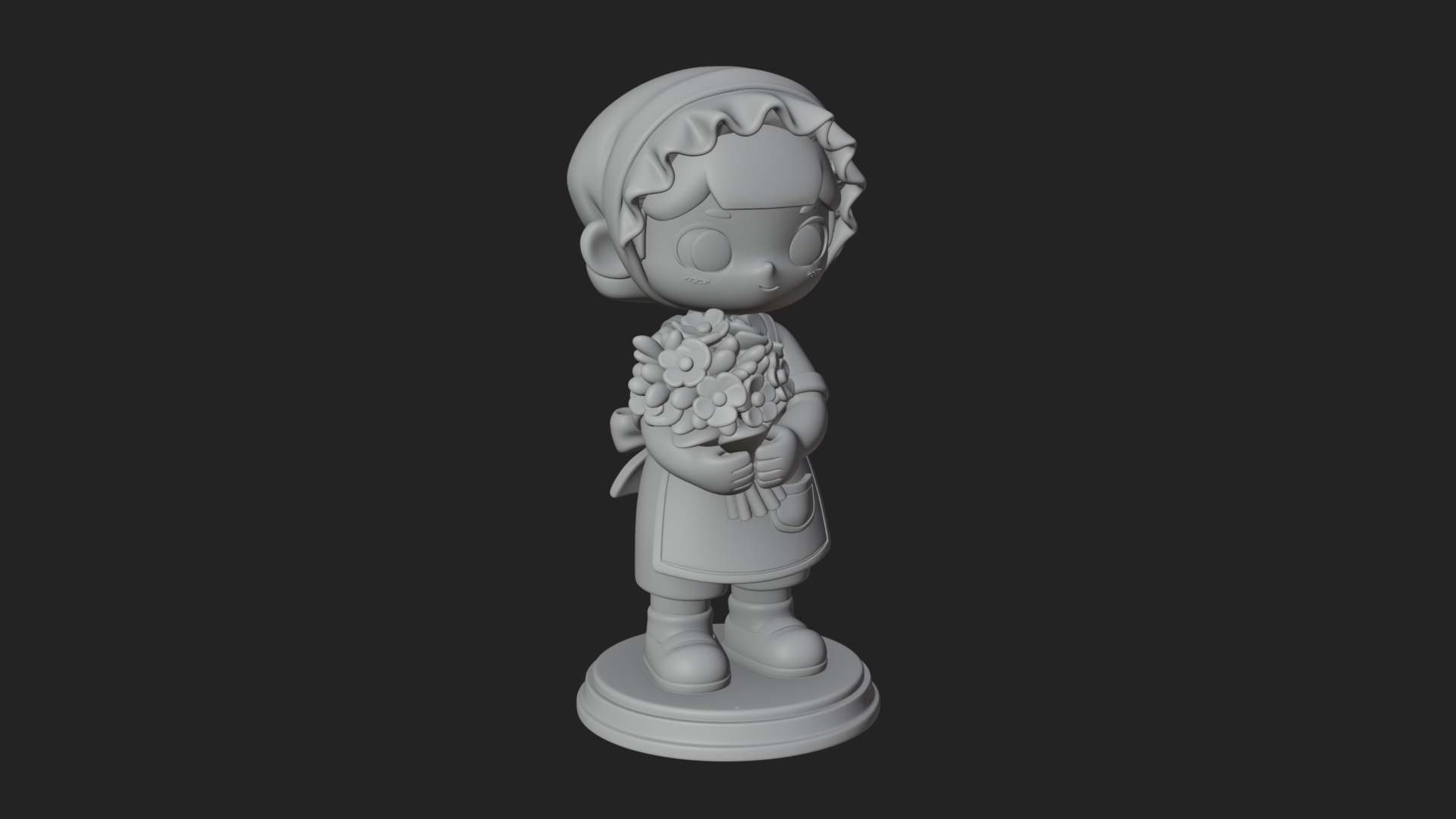 Chibi Florist Girl Statue Design 1 3D Print Model 3D Model