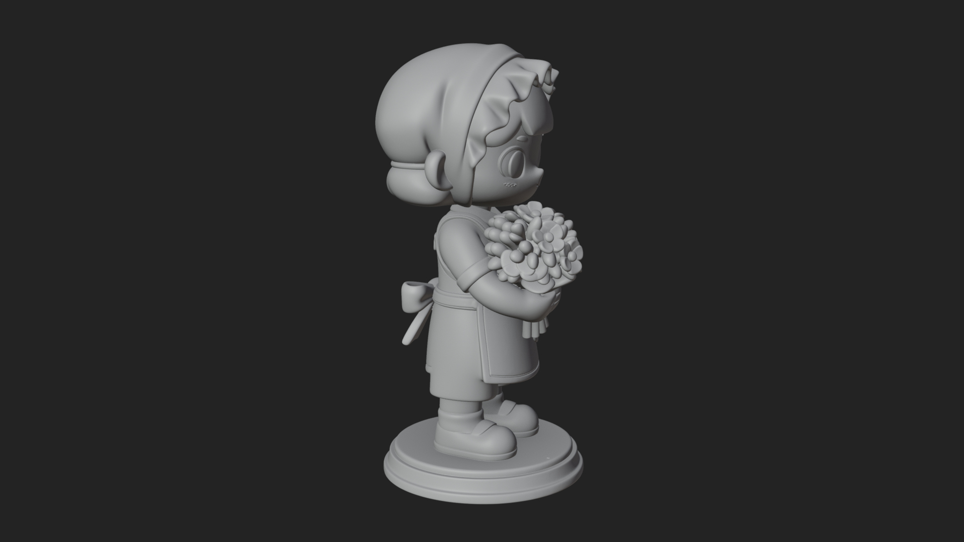 Chibi Florist Girl Statue Design 1 3D Print Model 3D Model