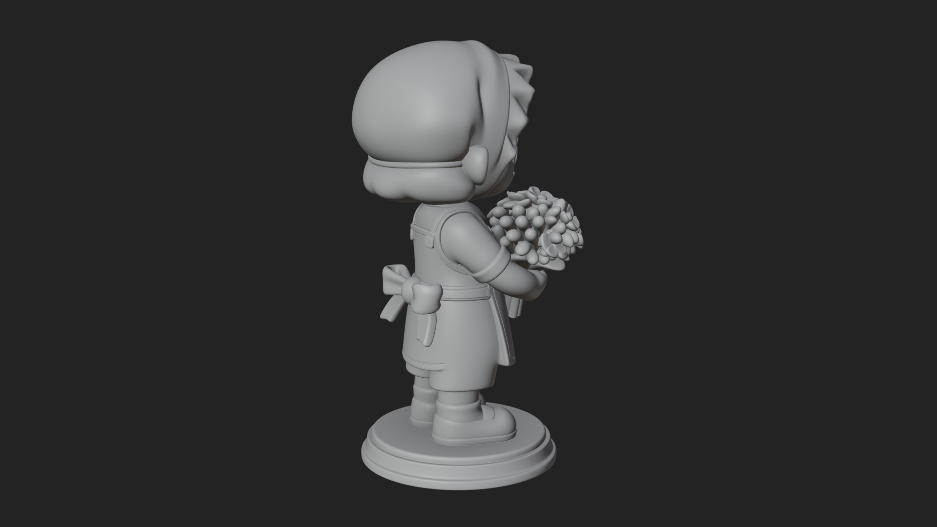 Chibi Florist Girl Statue Design 1 3D Print Model 3D Model