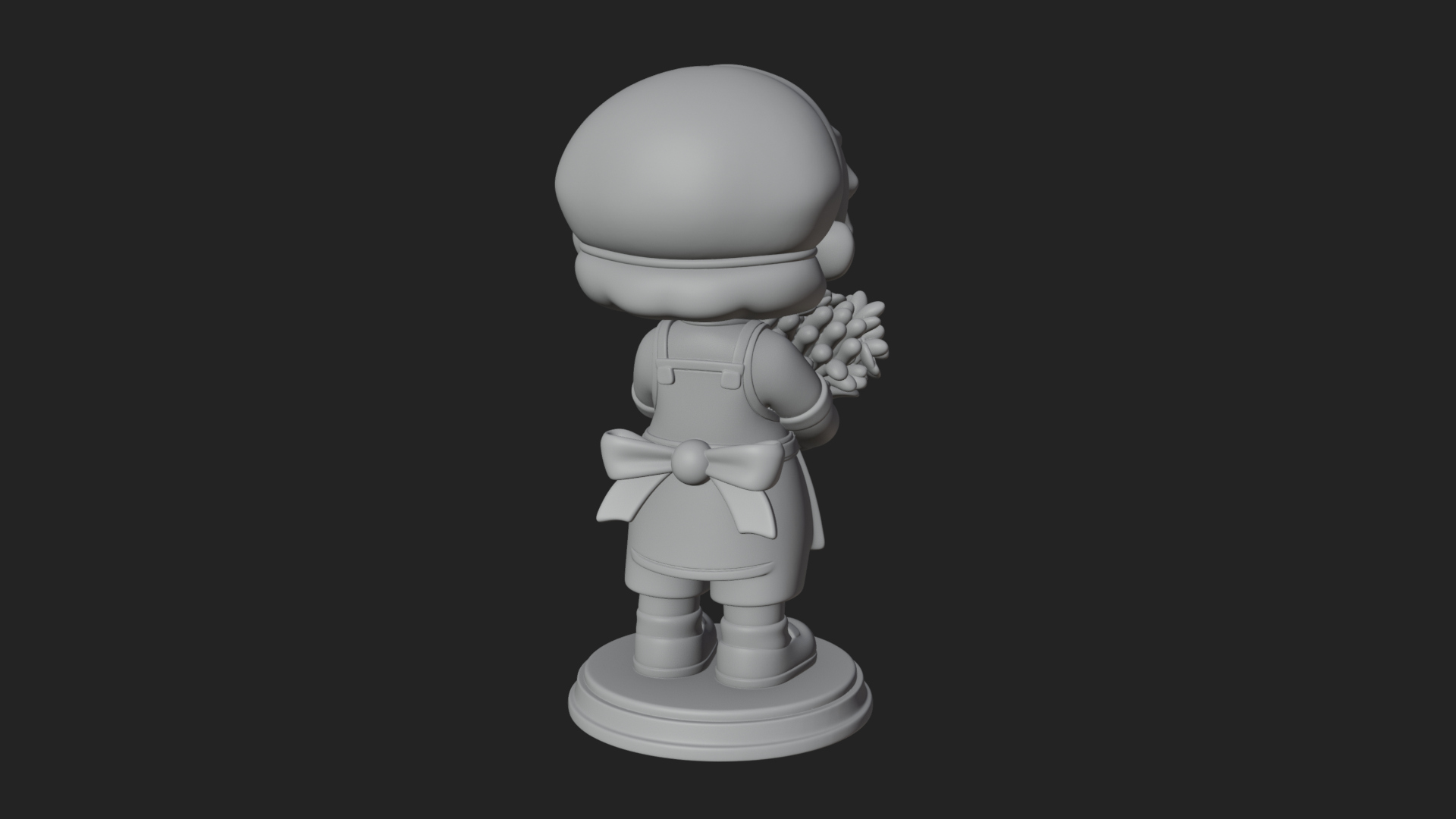 Chibi Florist Girl Statue Design 1 3D Print Model 3D Model